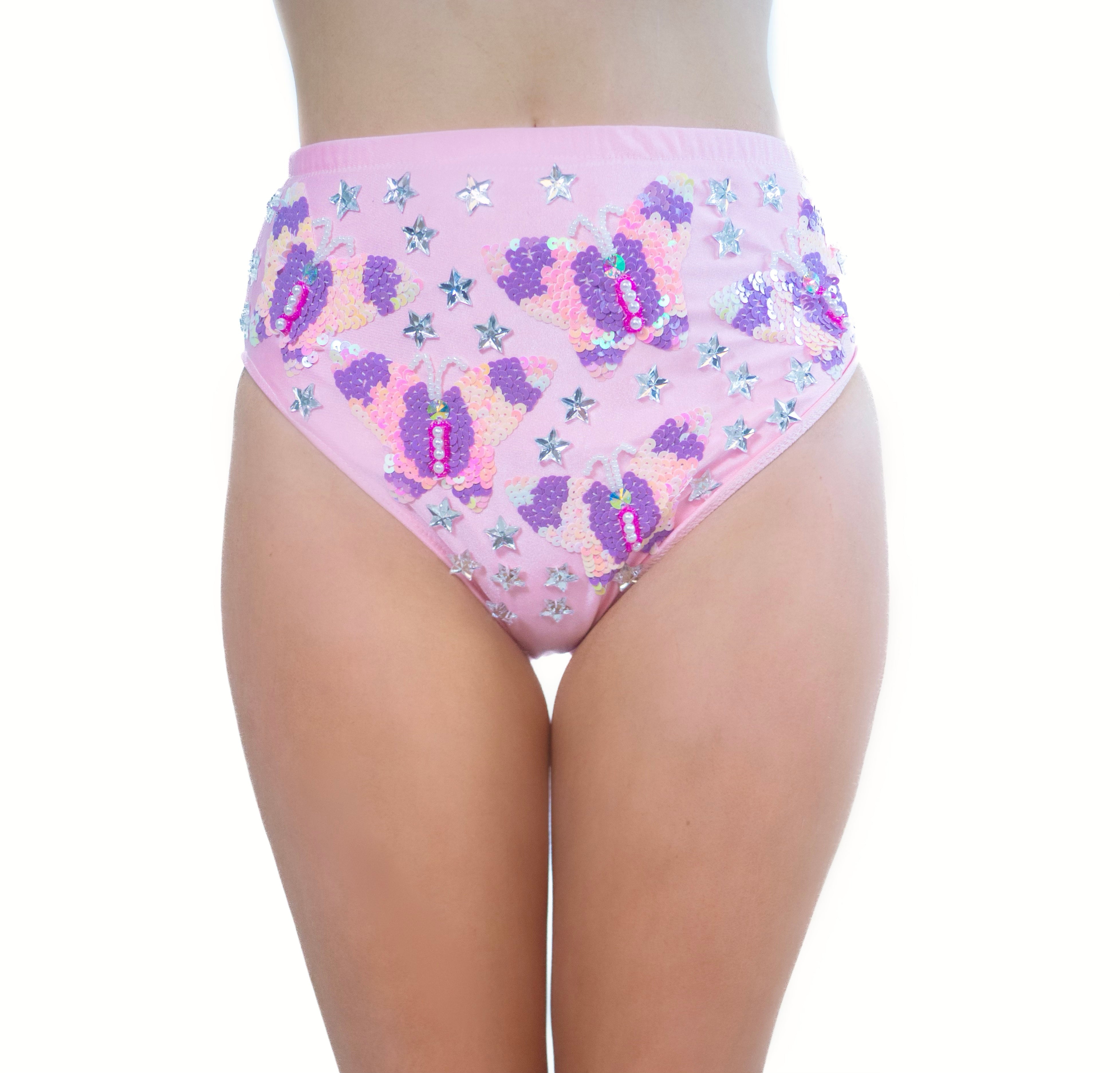 Hand Stitched Sequin Bottom-Pink Butterfly Dream