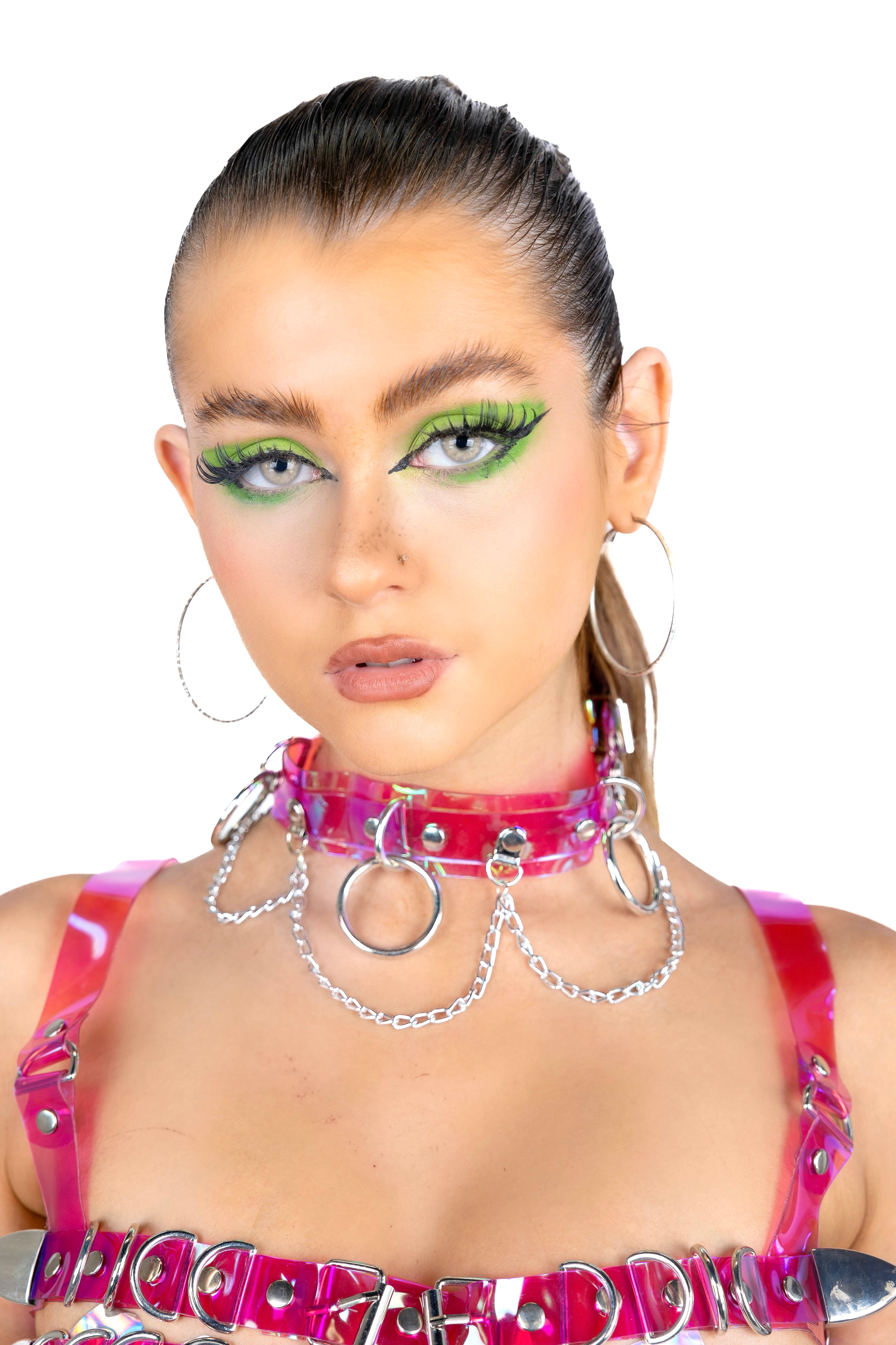 Pink Hoop Holographic Choker