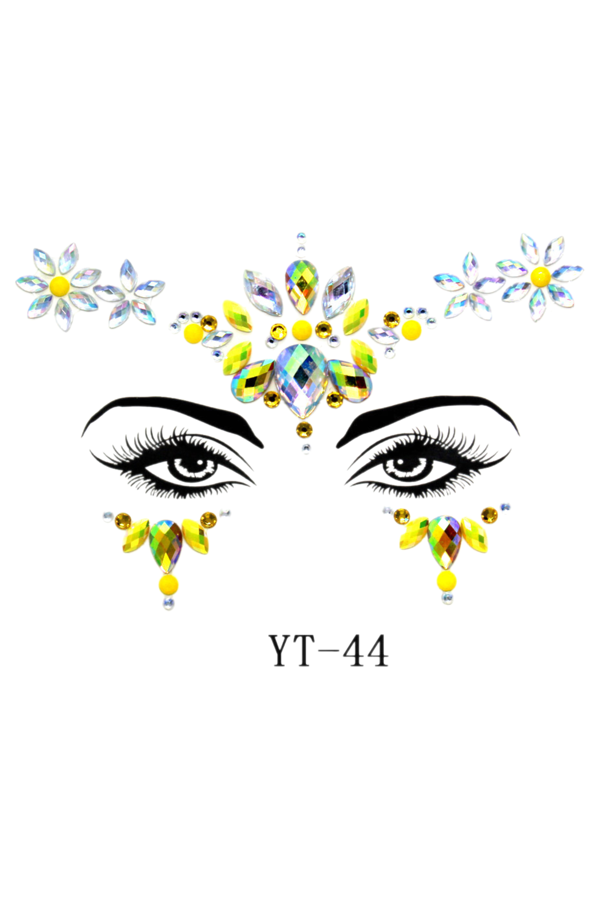 Yellow Daisy Rhinestone Crystal Face Jewels