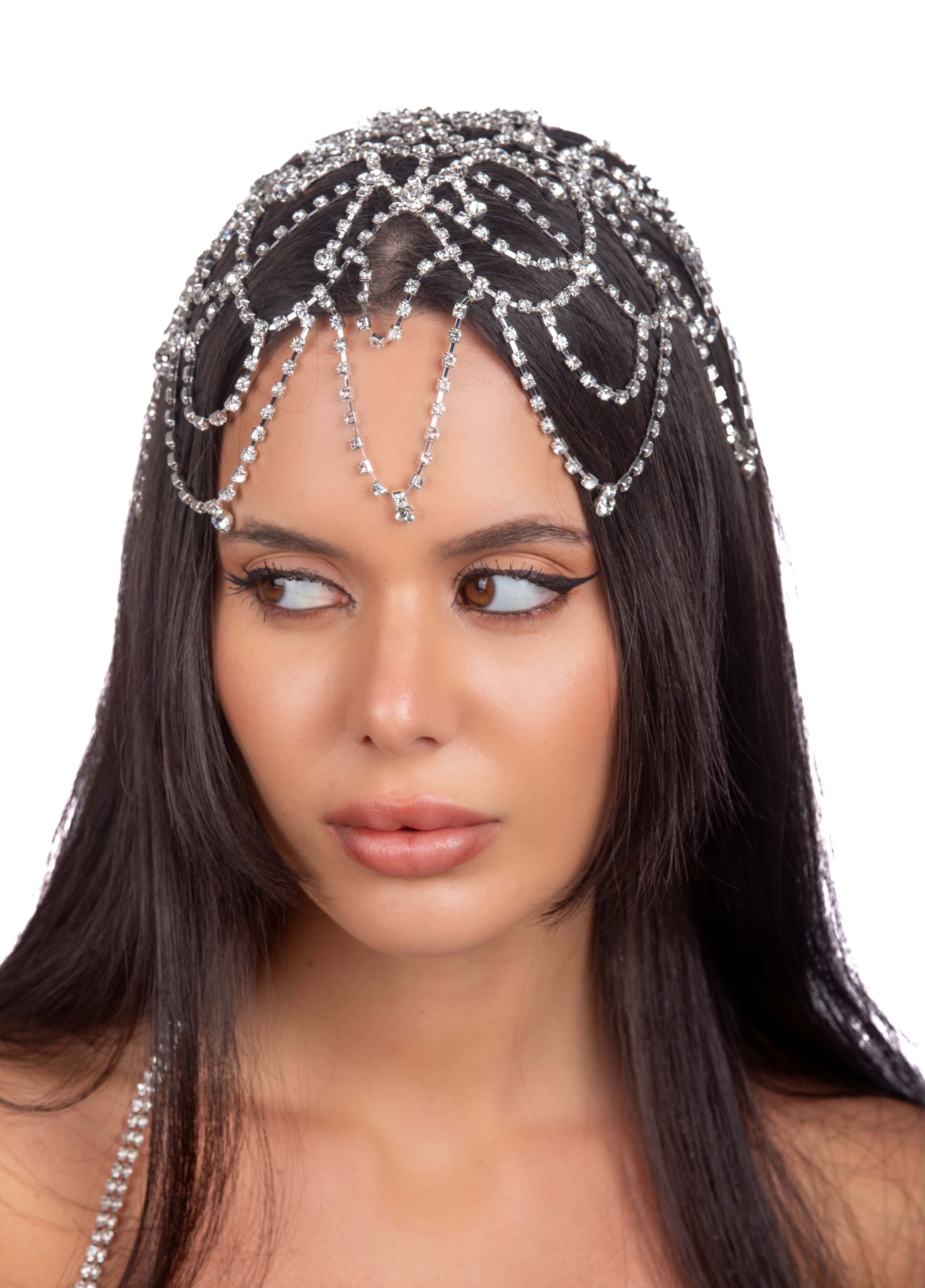 Silver Drape Rhinestone Head Piece