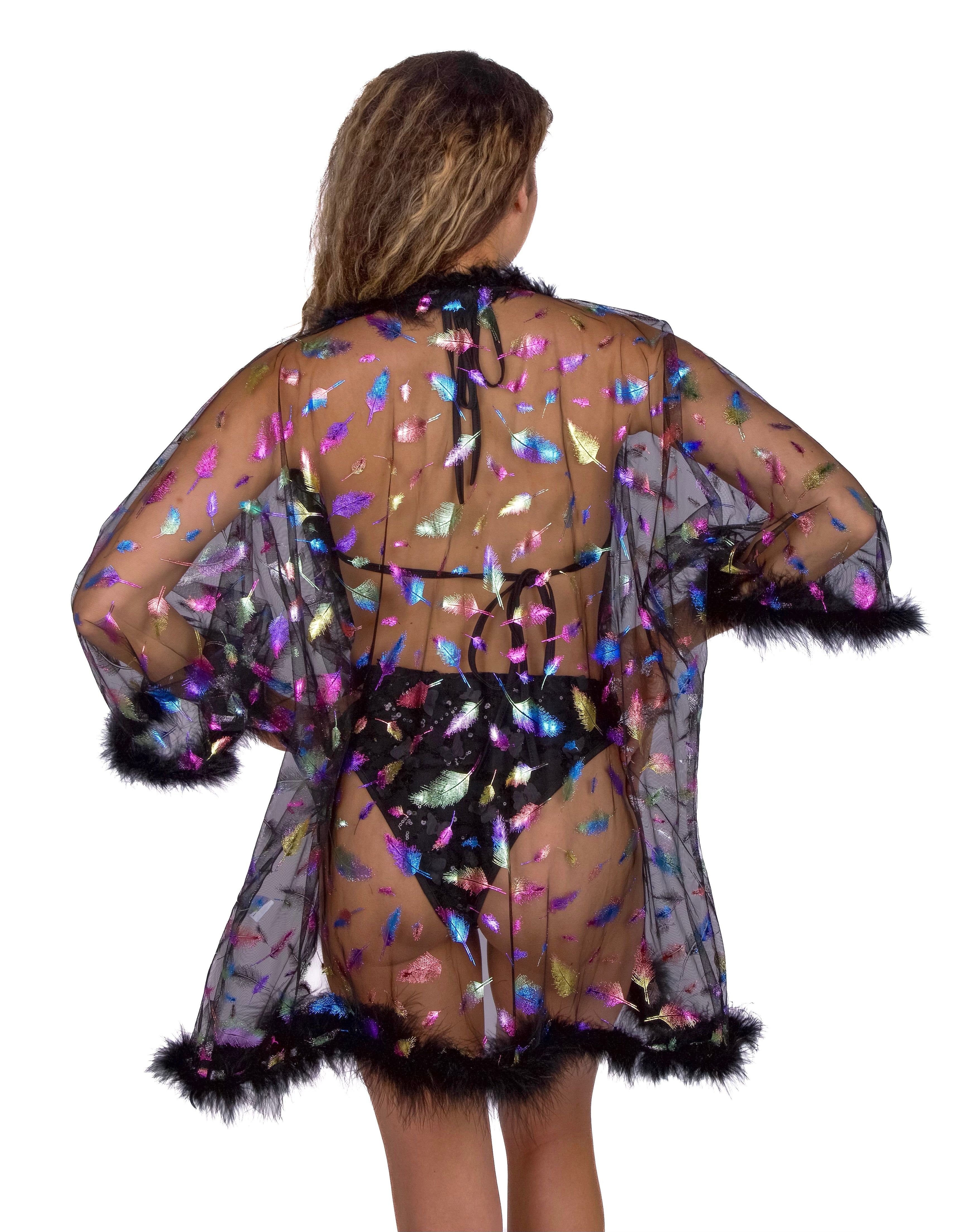 Fuzzy Kimono - Feather Black