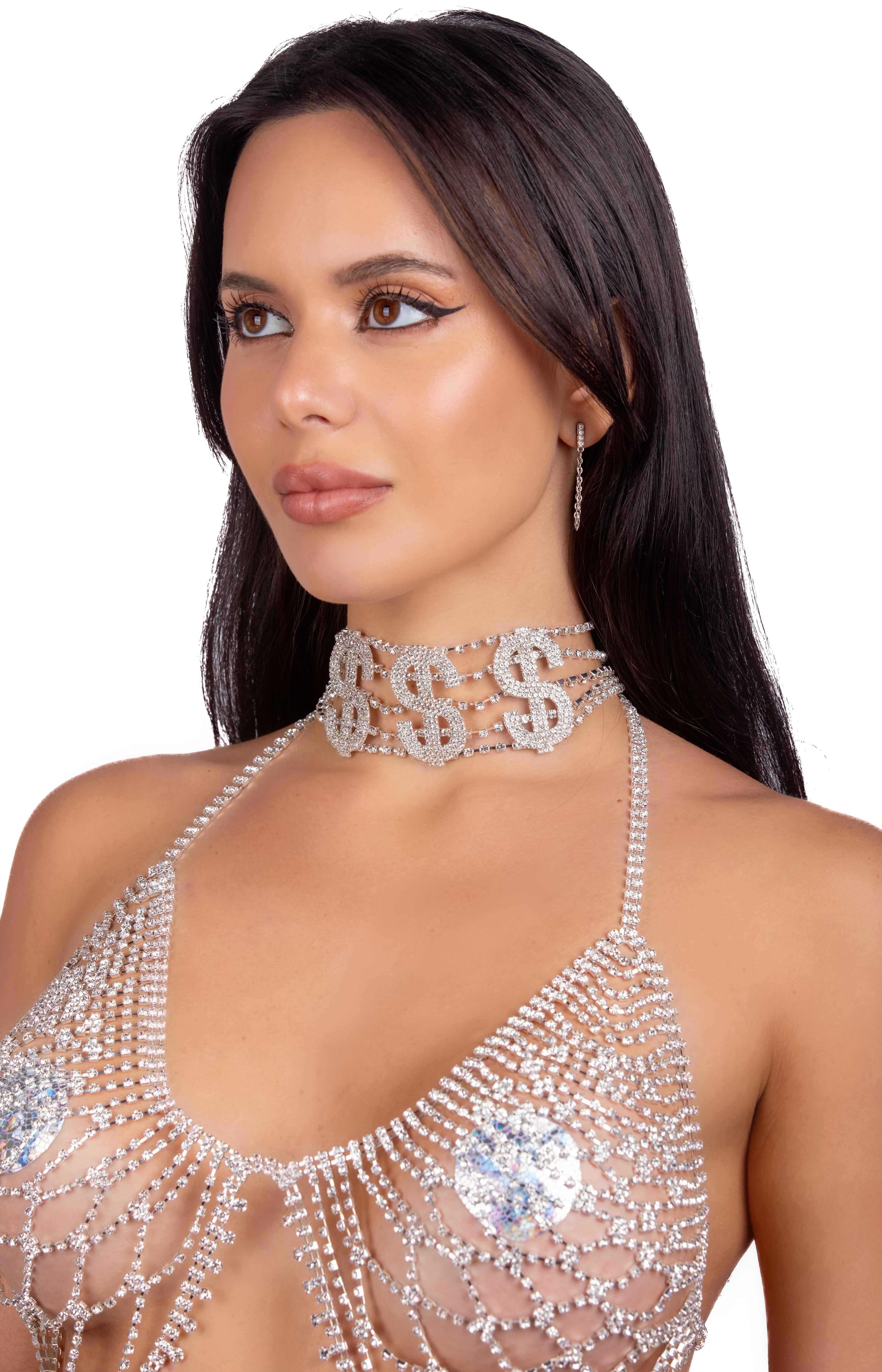 Dollar Babe Rhinestone Choker/Necklace