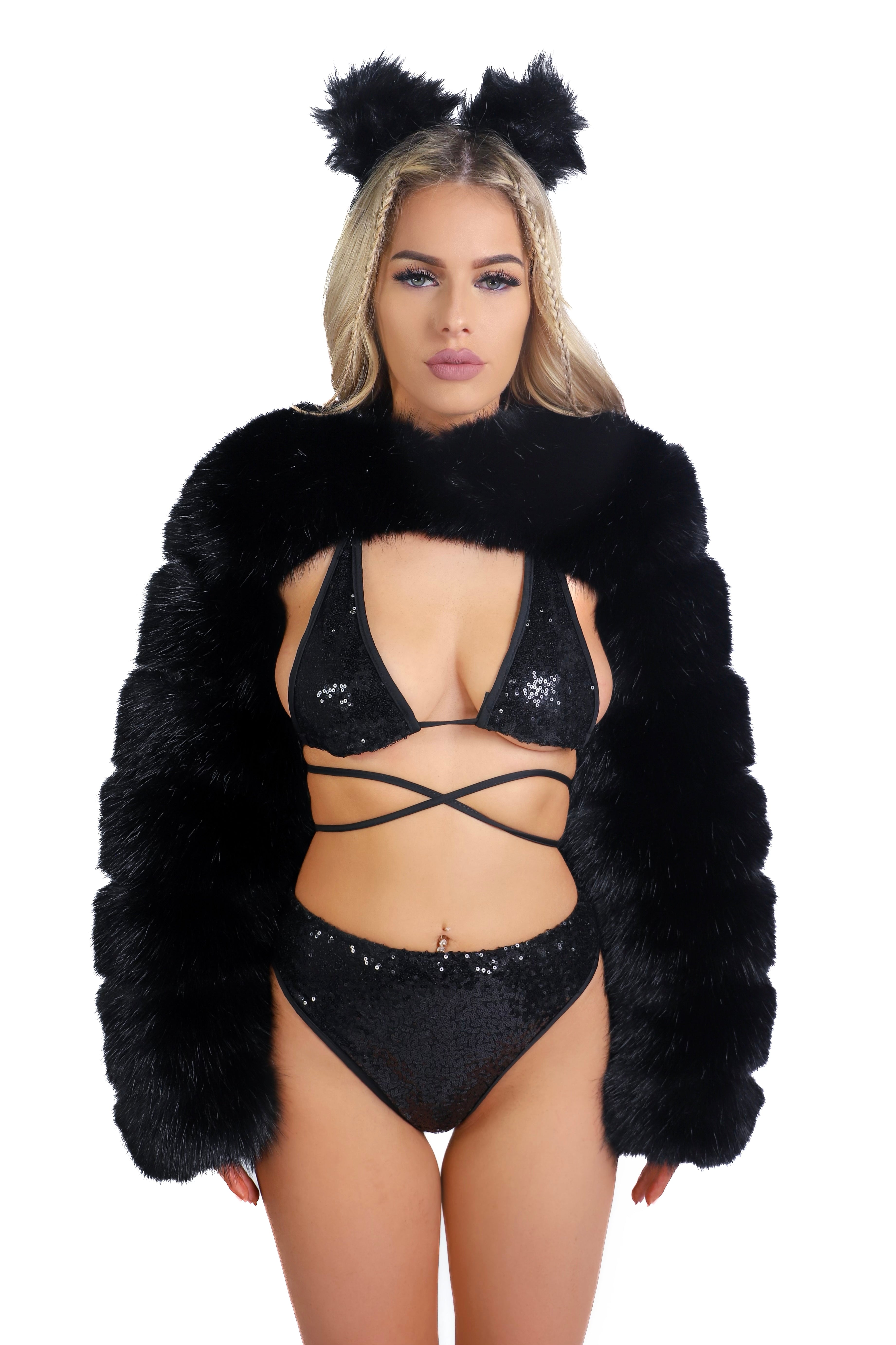 FULL OUTFIT- Fuzzy Black Fox (4 pcs)