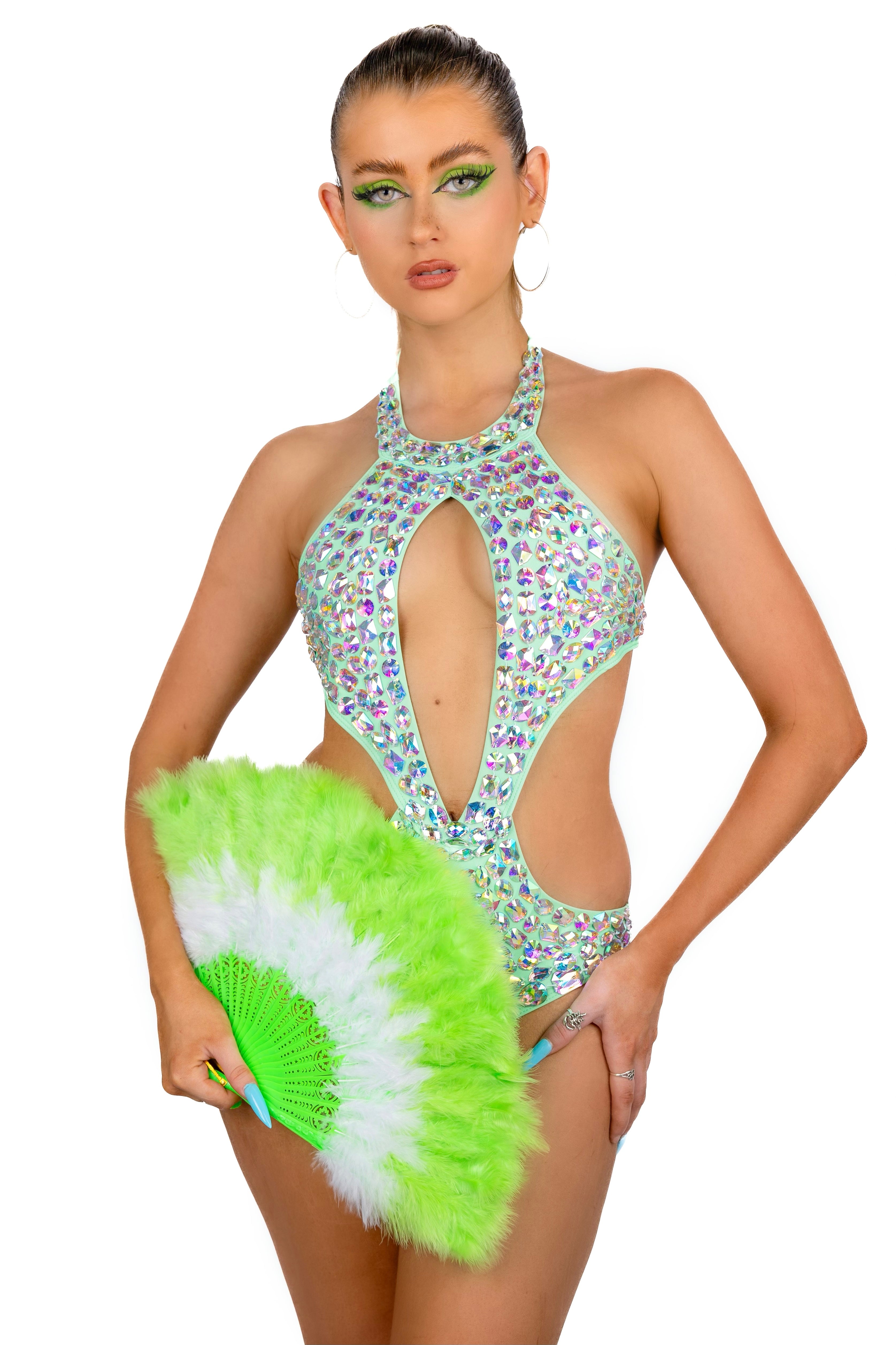 Big Fuzzy Fur Fan - Lime Green