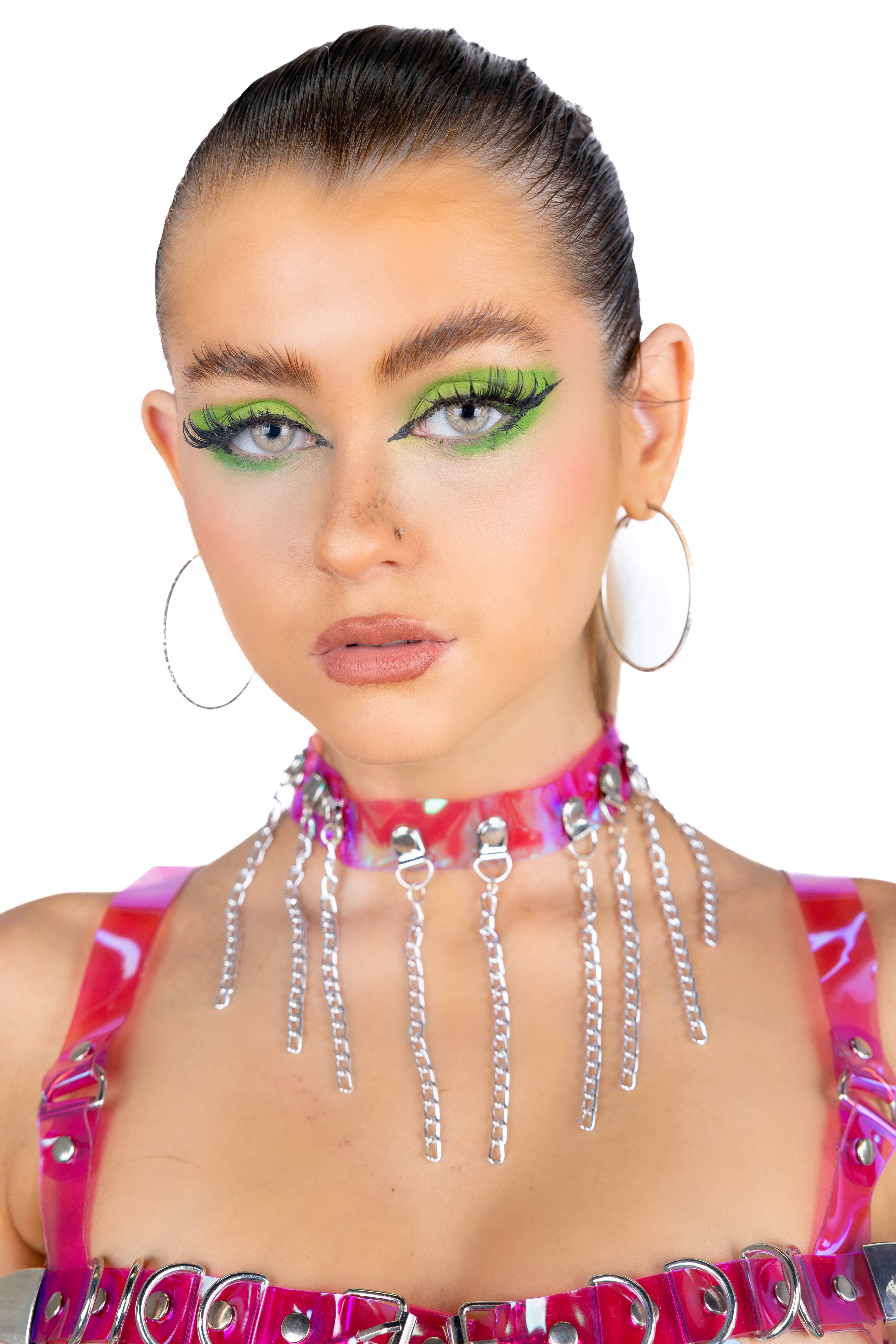 Pink Holographic Chain Choker