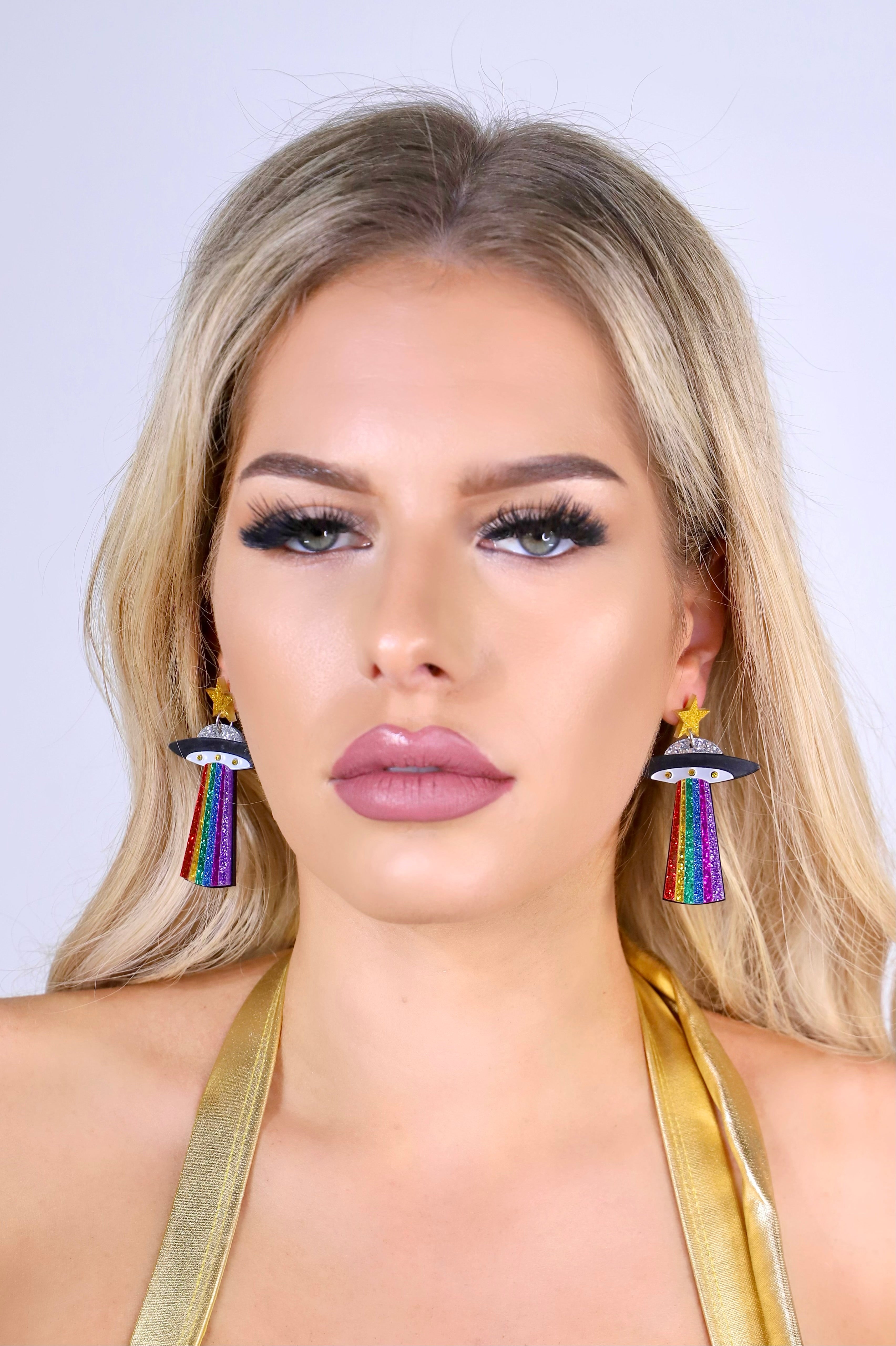 Rainbow Alien Earrings