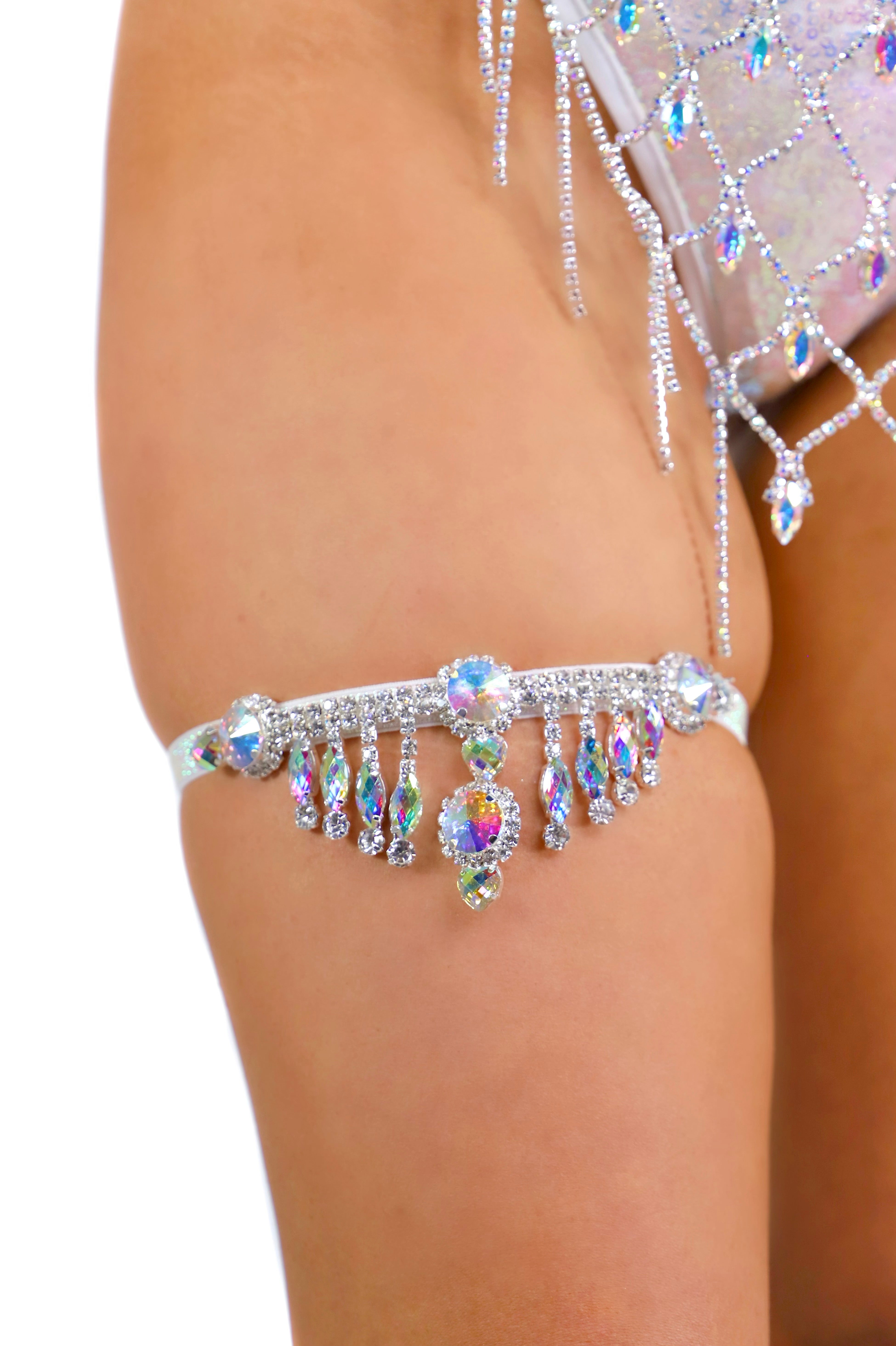 Silver AB Rhinestone Leg Wrap