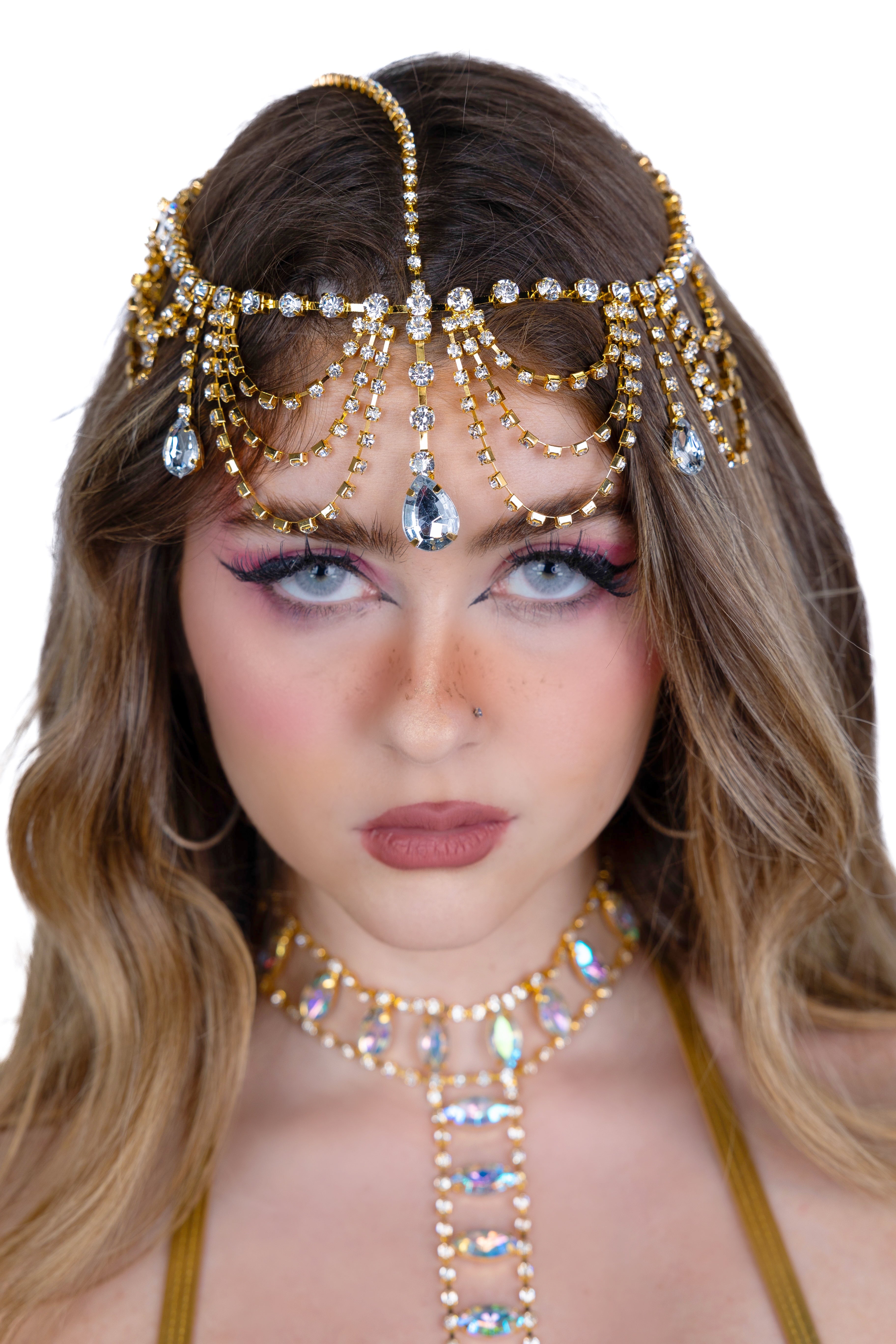 Gold Sunrise Rhinestone Head Jewelry