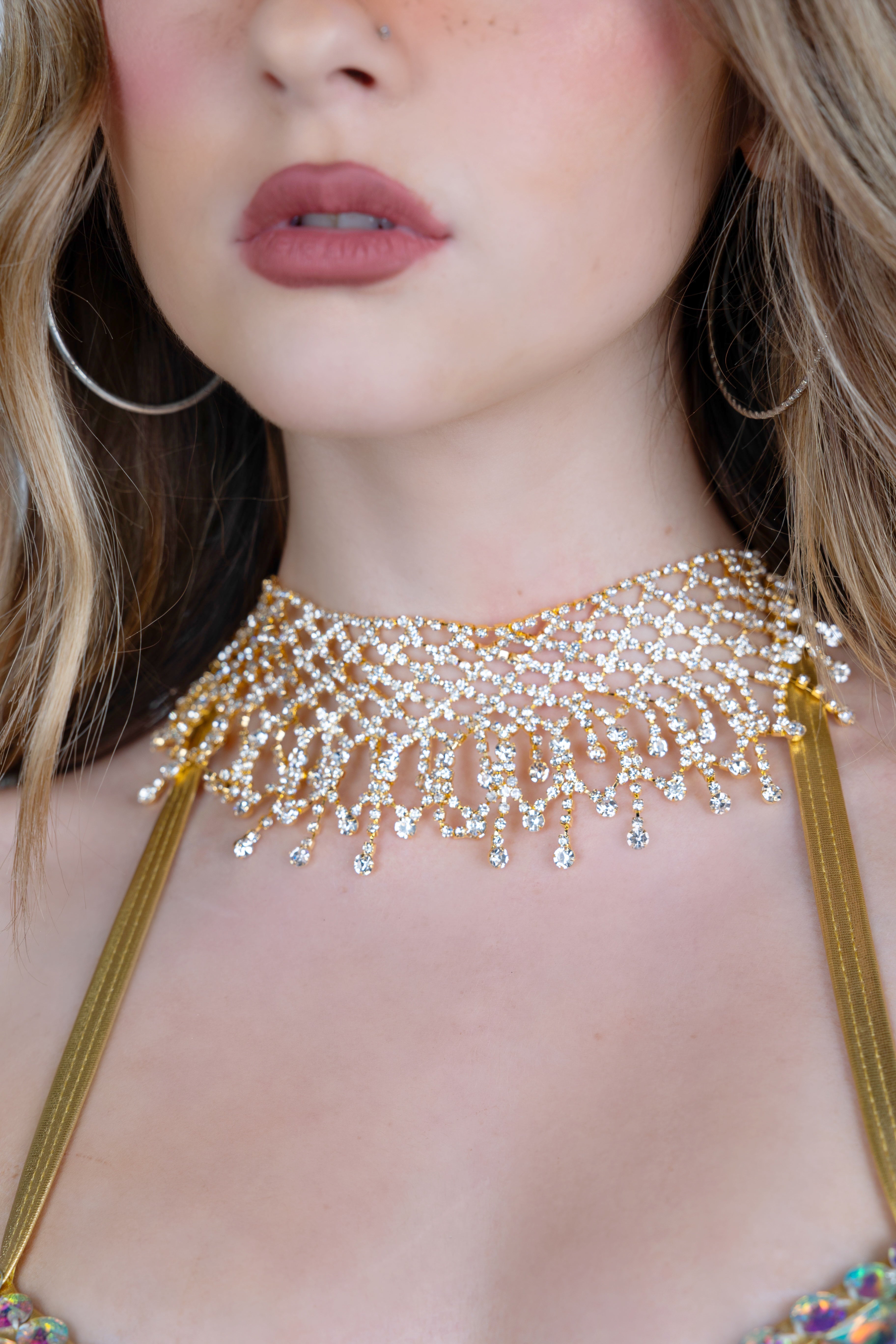 Gold Treasure Rhinestone Necklace