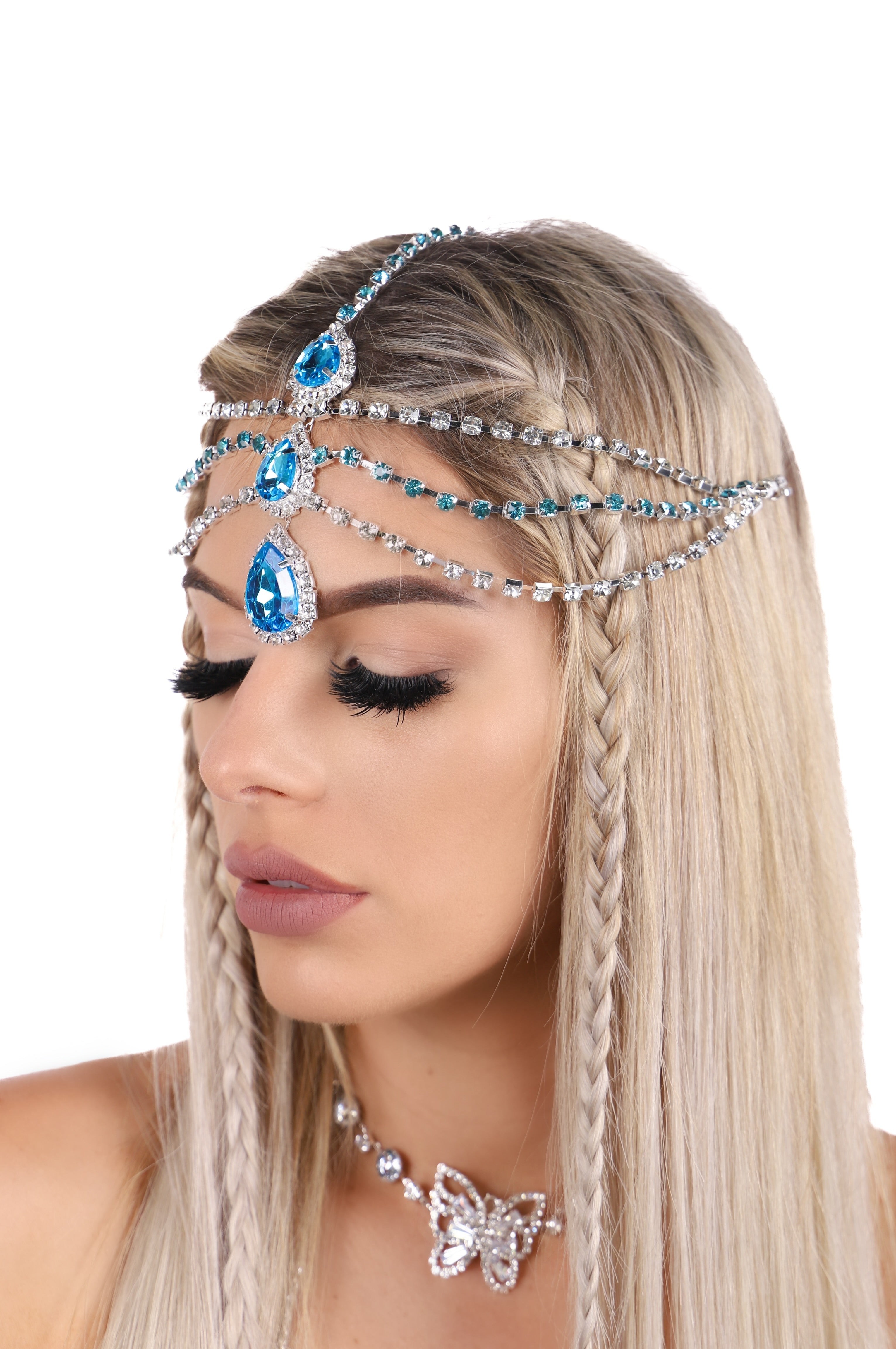 Blue Sapphire Rhinestone Head Piece