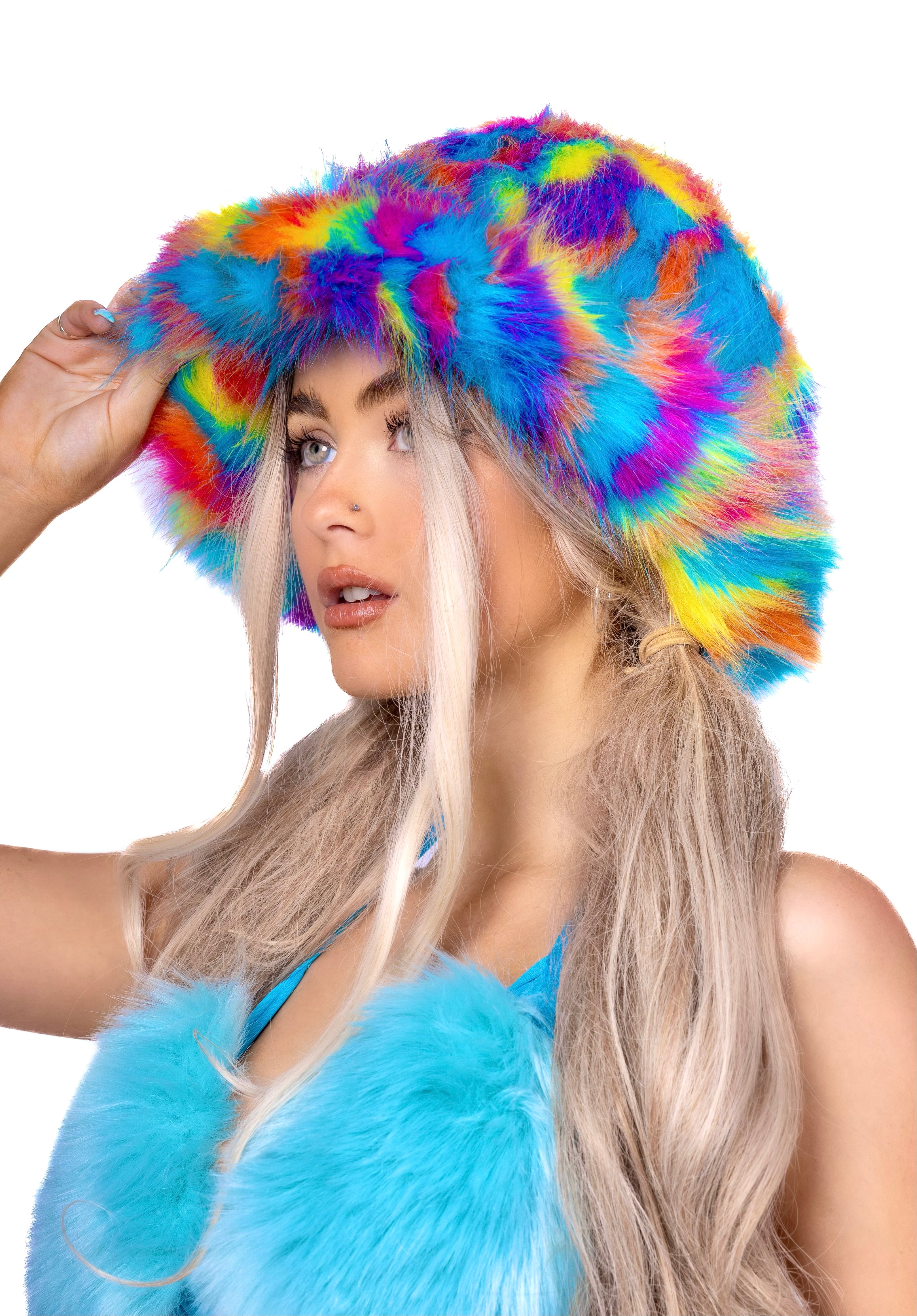 Rainbow Fuzzy Hat
