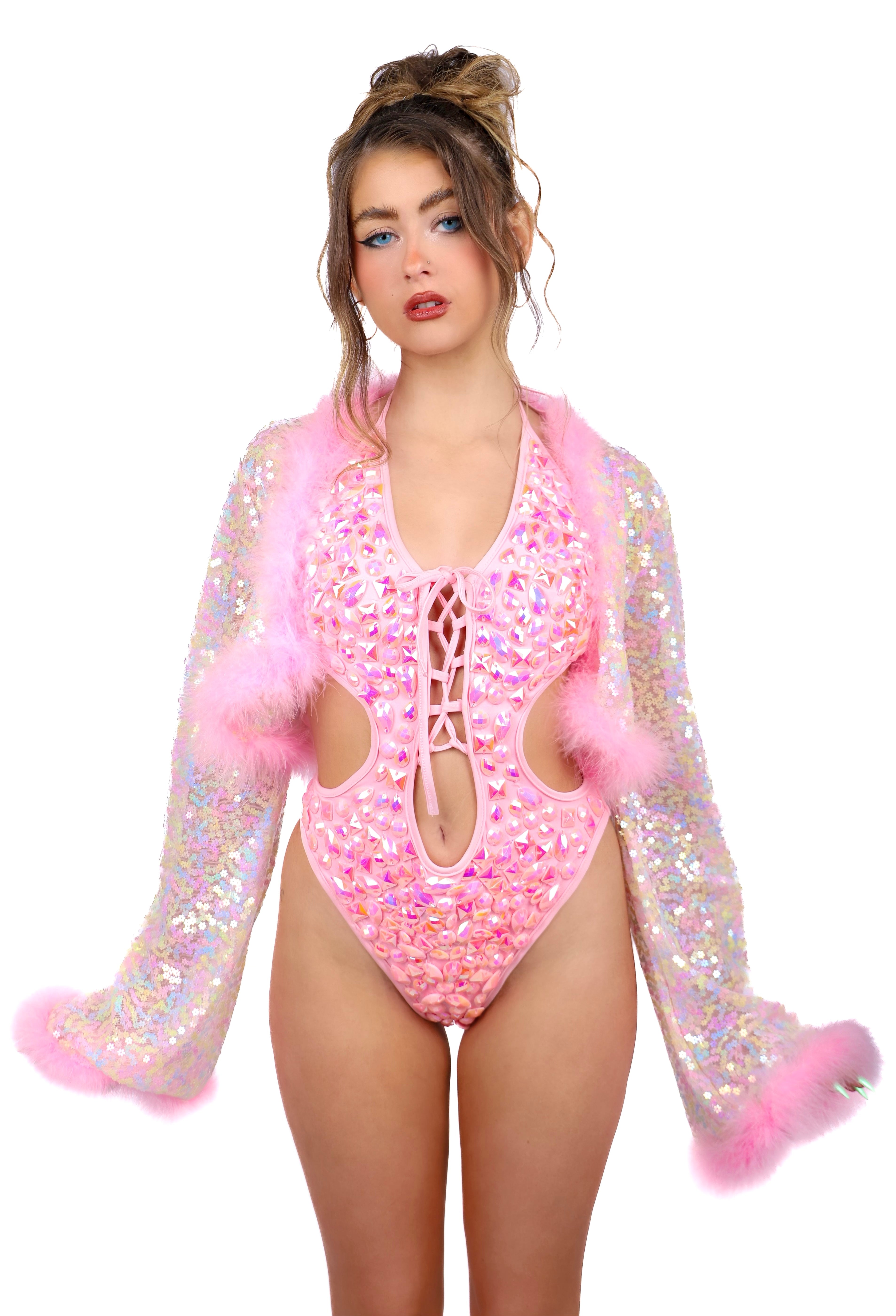 FULL OUTFIT- Pink Fuzzy Candy (2 pcs)