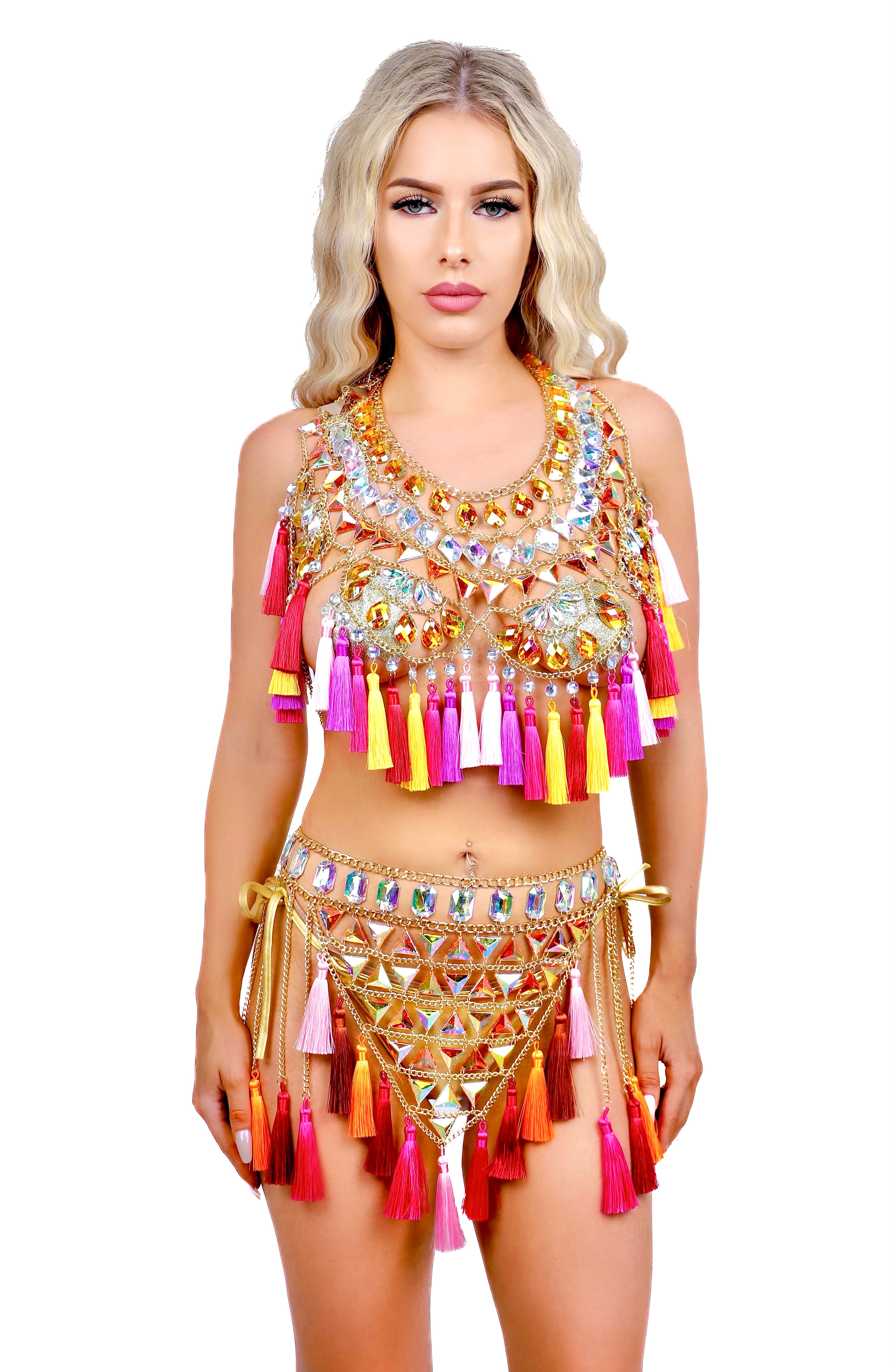 Desert Tassel Bejeweled Top