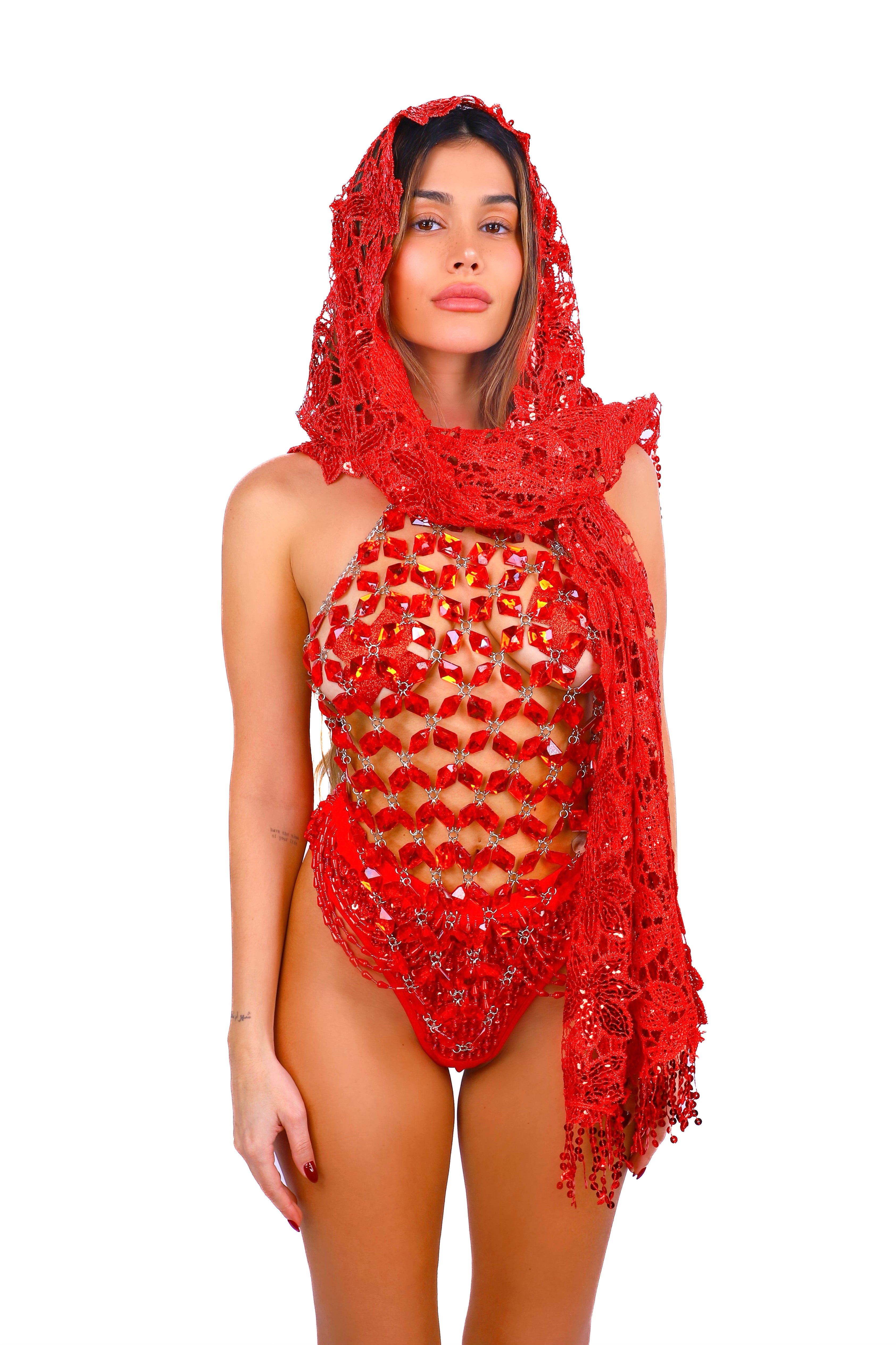 Ruby Red Goddess Gem Jewelry Top