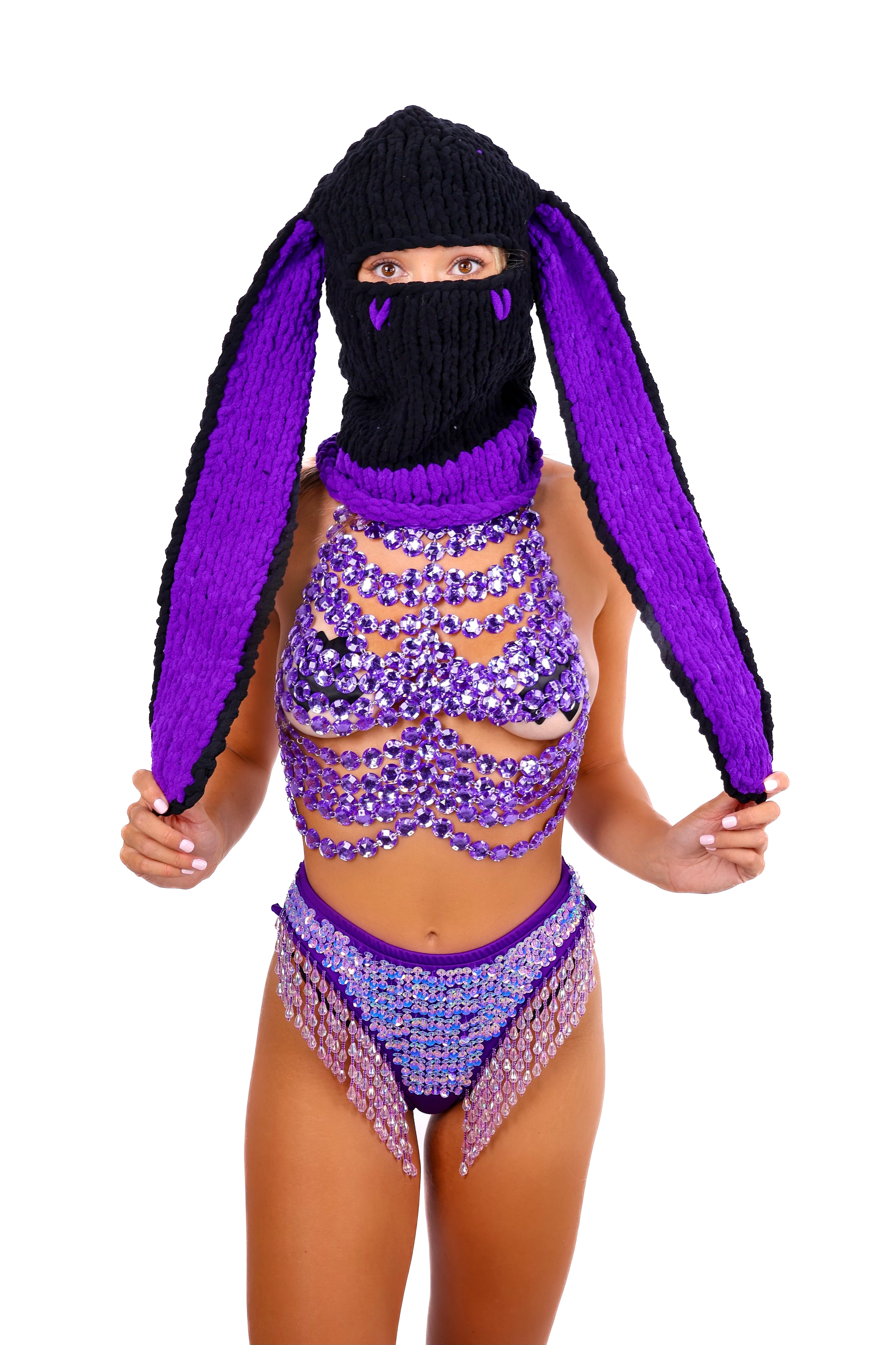 Black/Purple Bunny Hat
