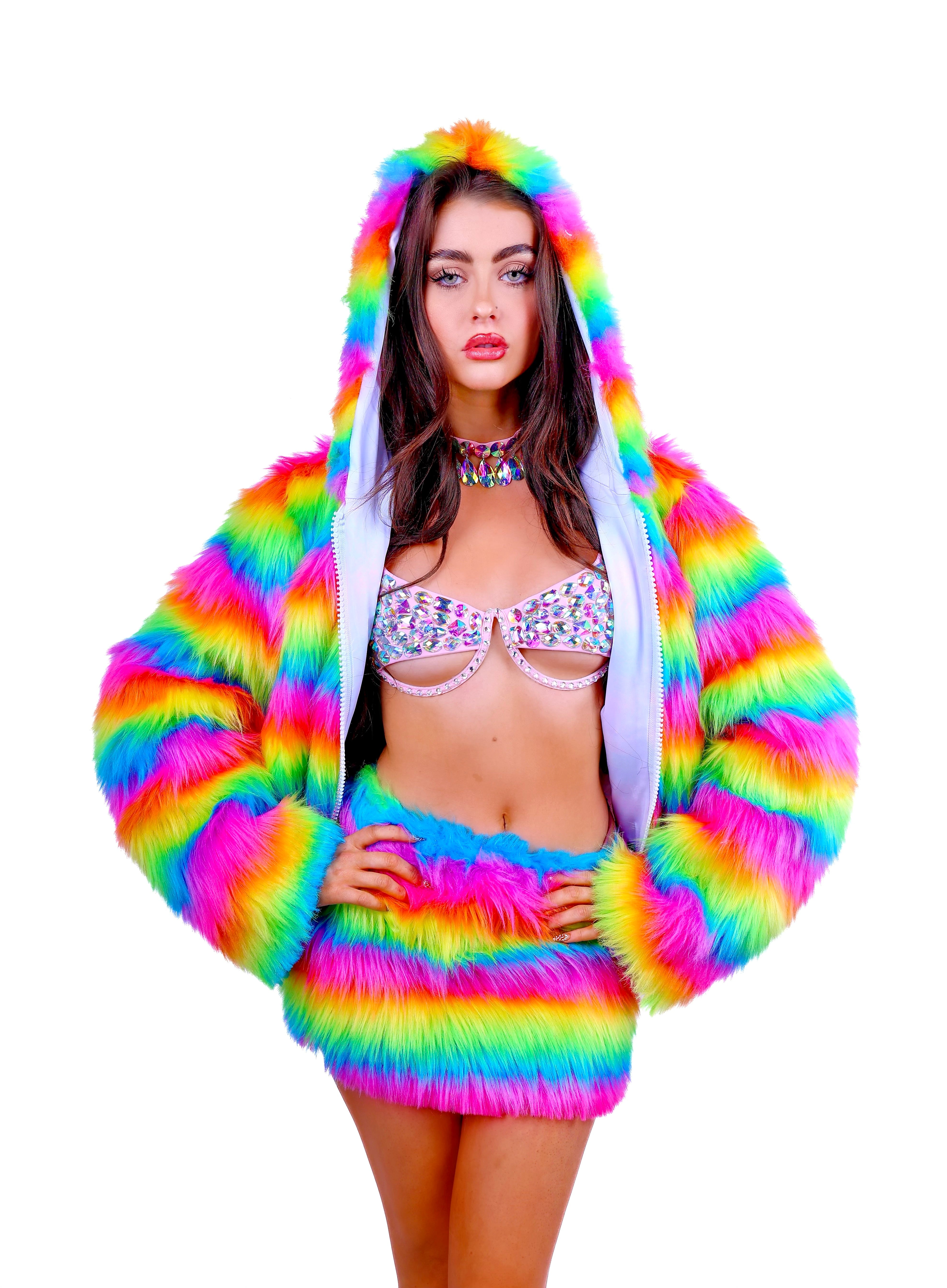 Rainbow Candy Fuzzy Jacket
