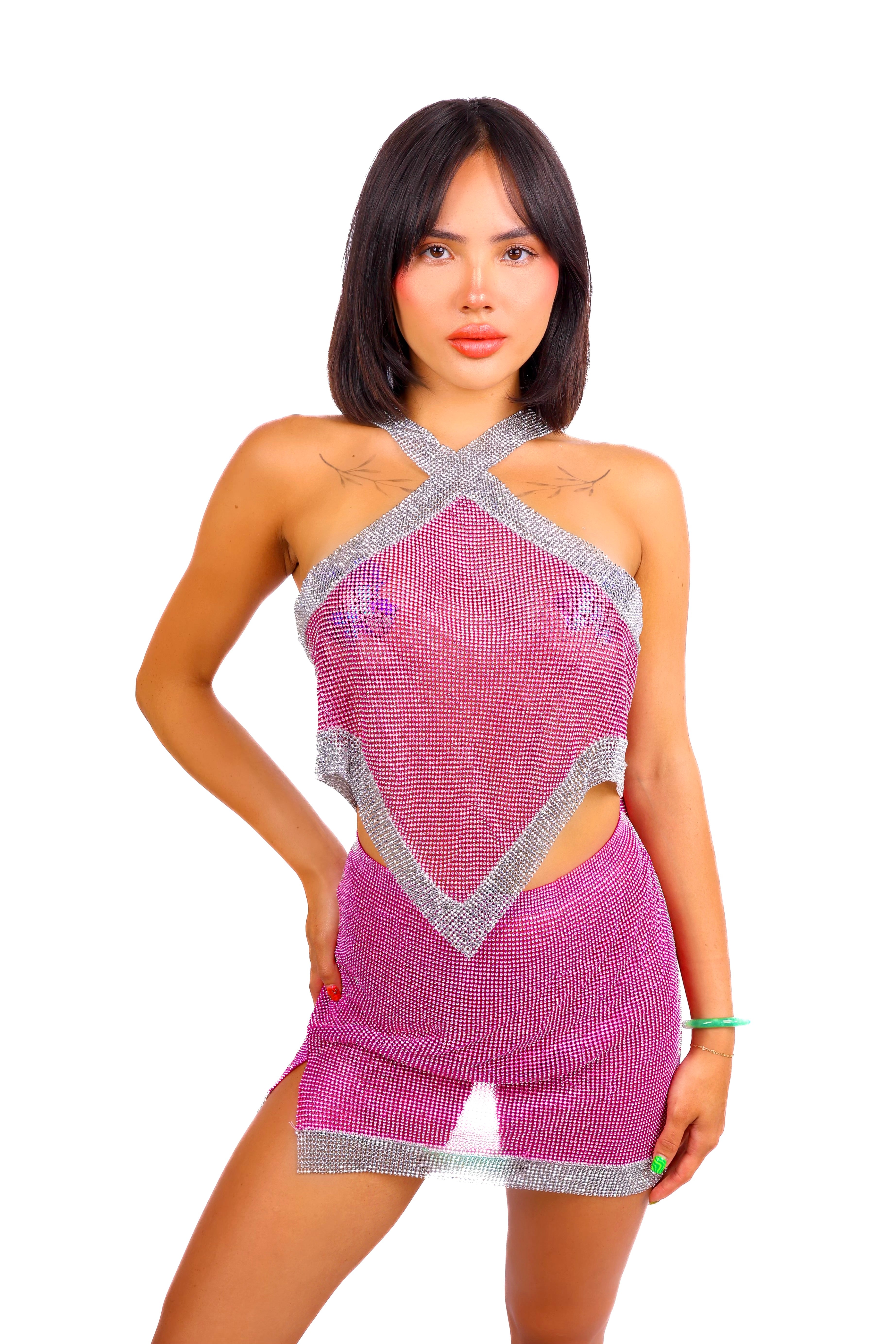 Pink Diamond Metallic Skirt
