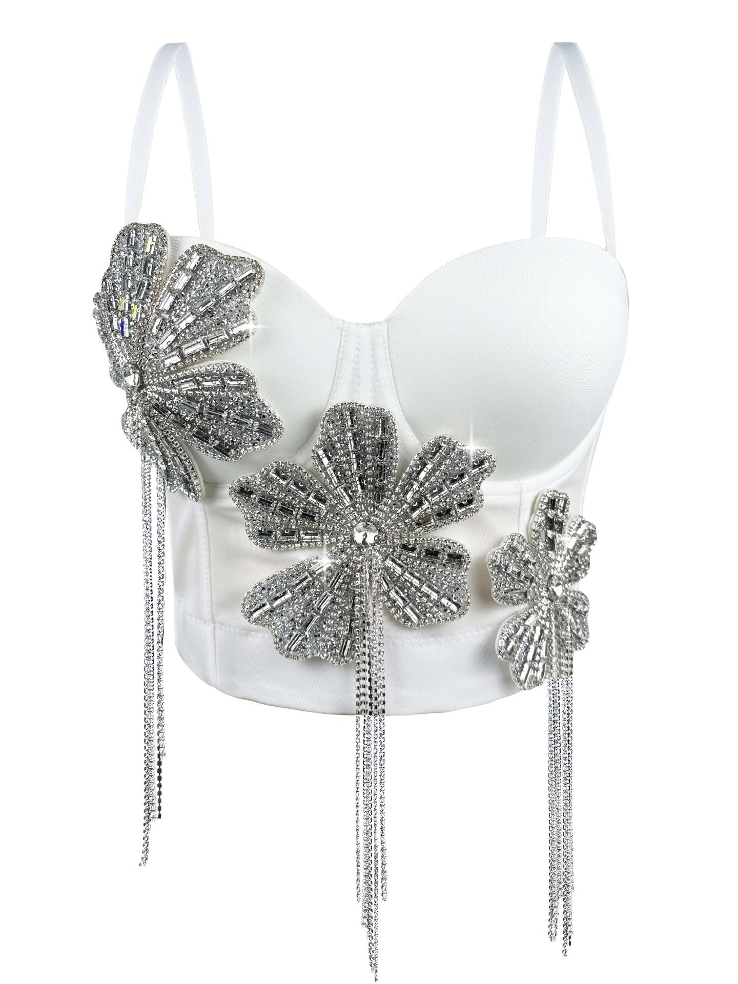 Flower Rhinestone Corset Top