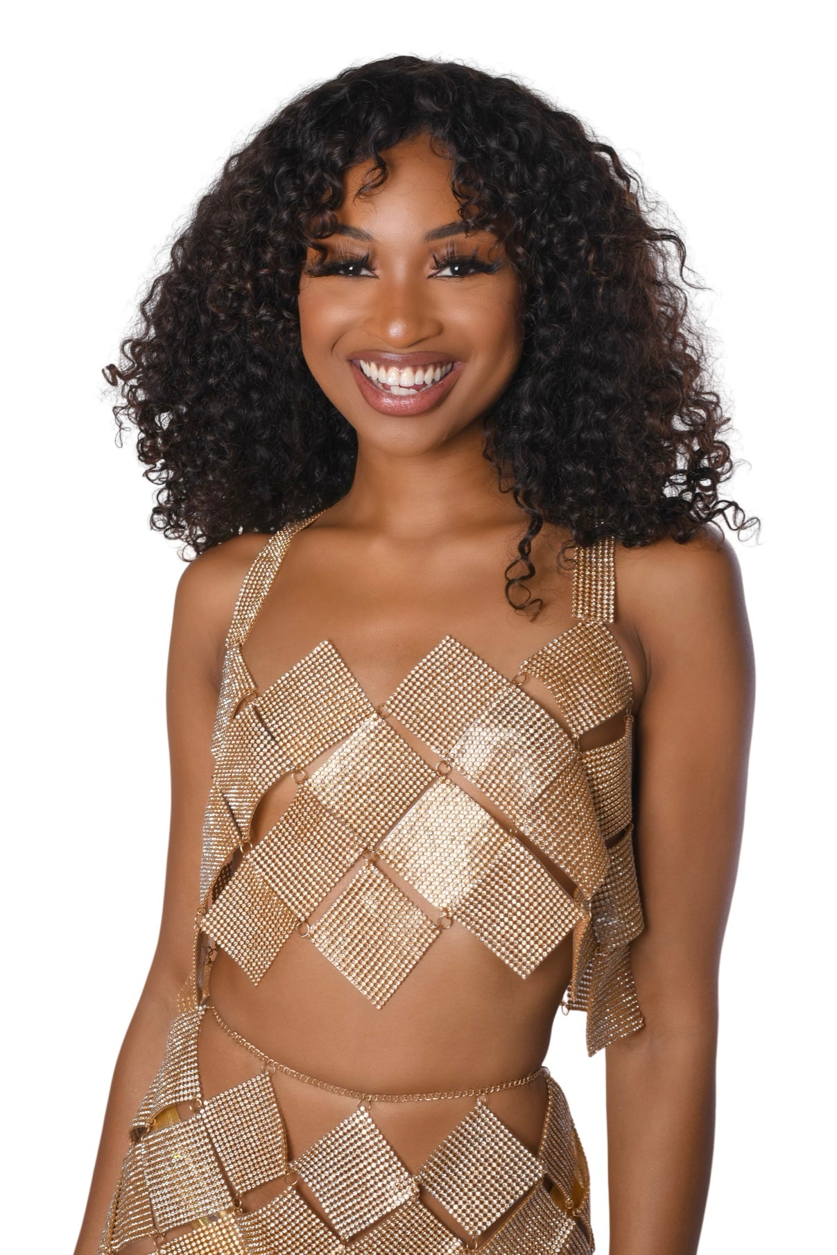 Gold Diamond Girl Rhinestone Top