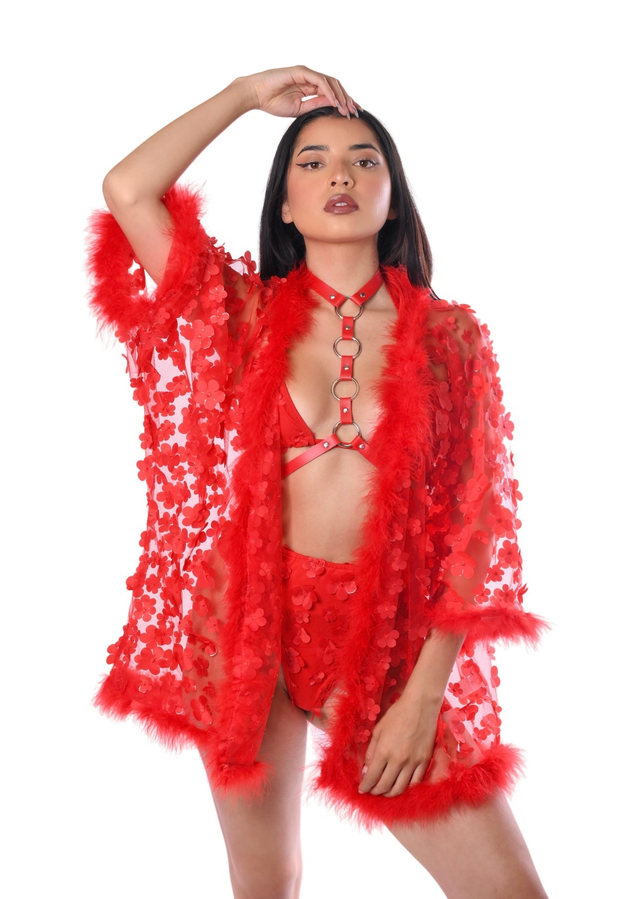 FULL OUTFIT Fuzzy 3D Set - Cherry Blossom