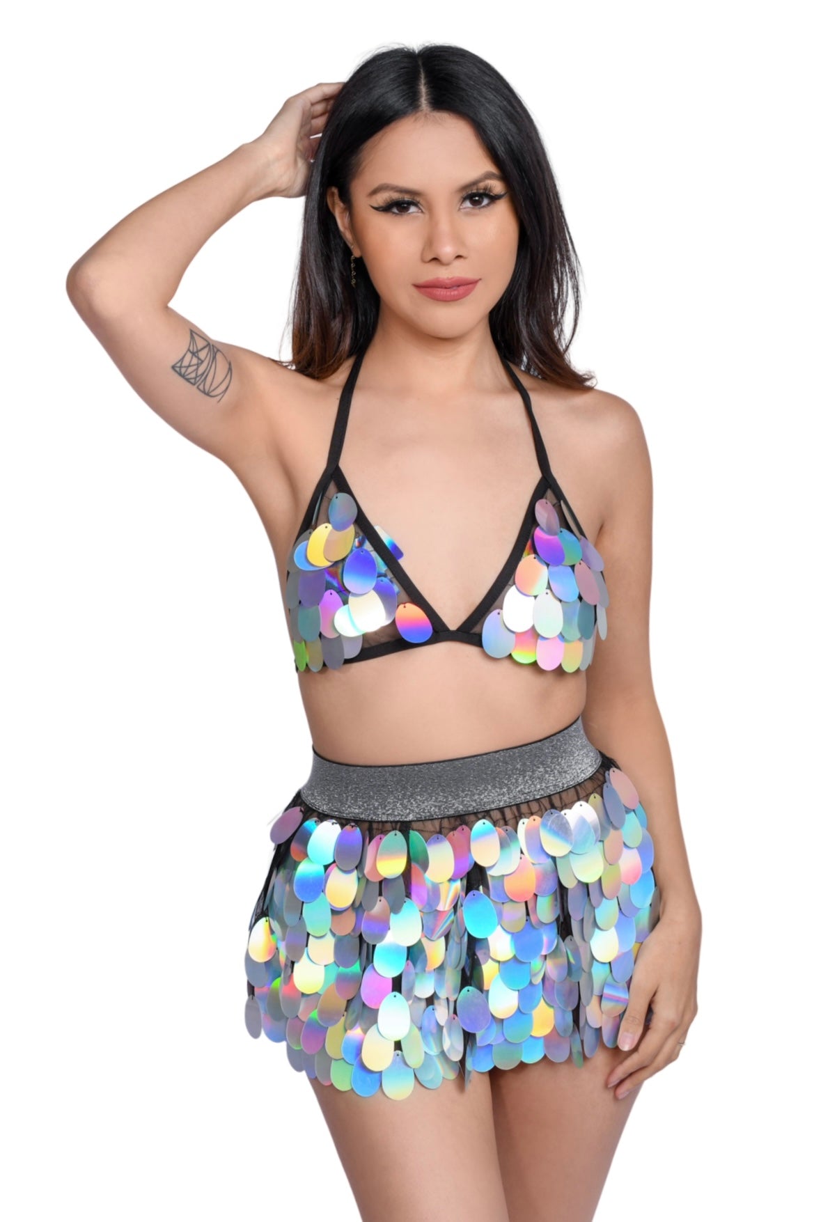 Black Meadow Sequin Set