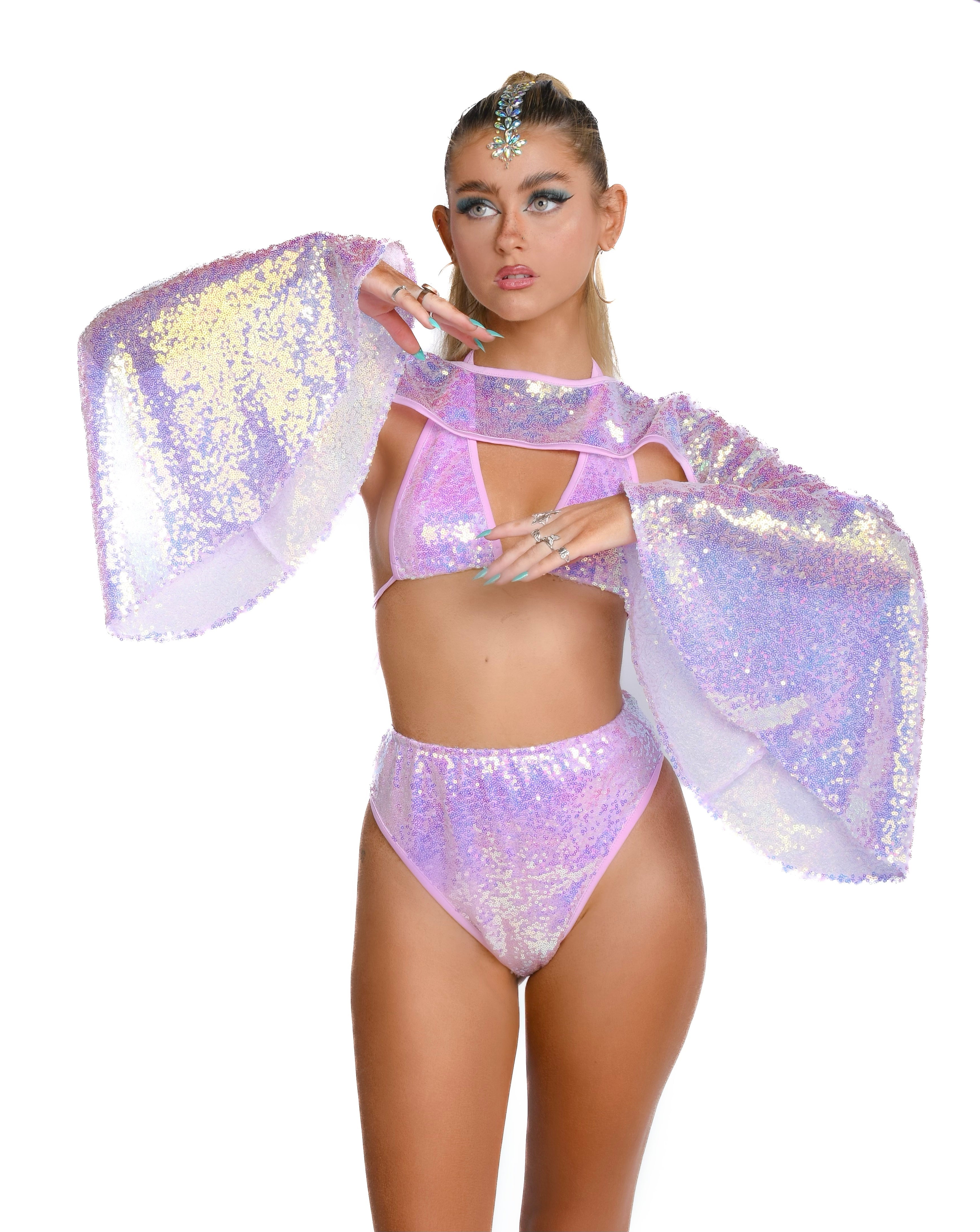 Lilac Goddess Sequin Arm Sleeves