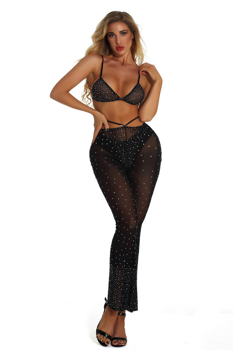 Black Rhinestone Top & Pants Set