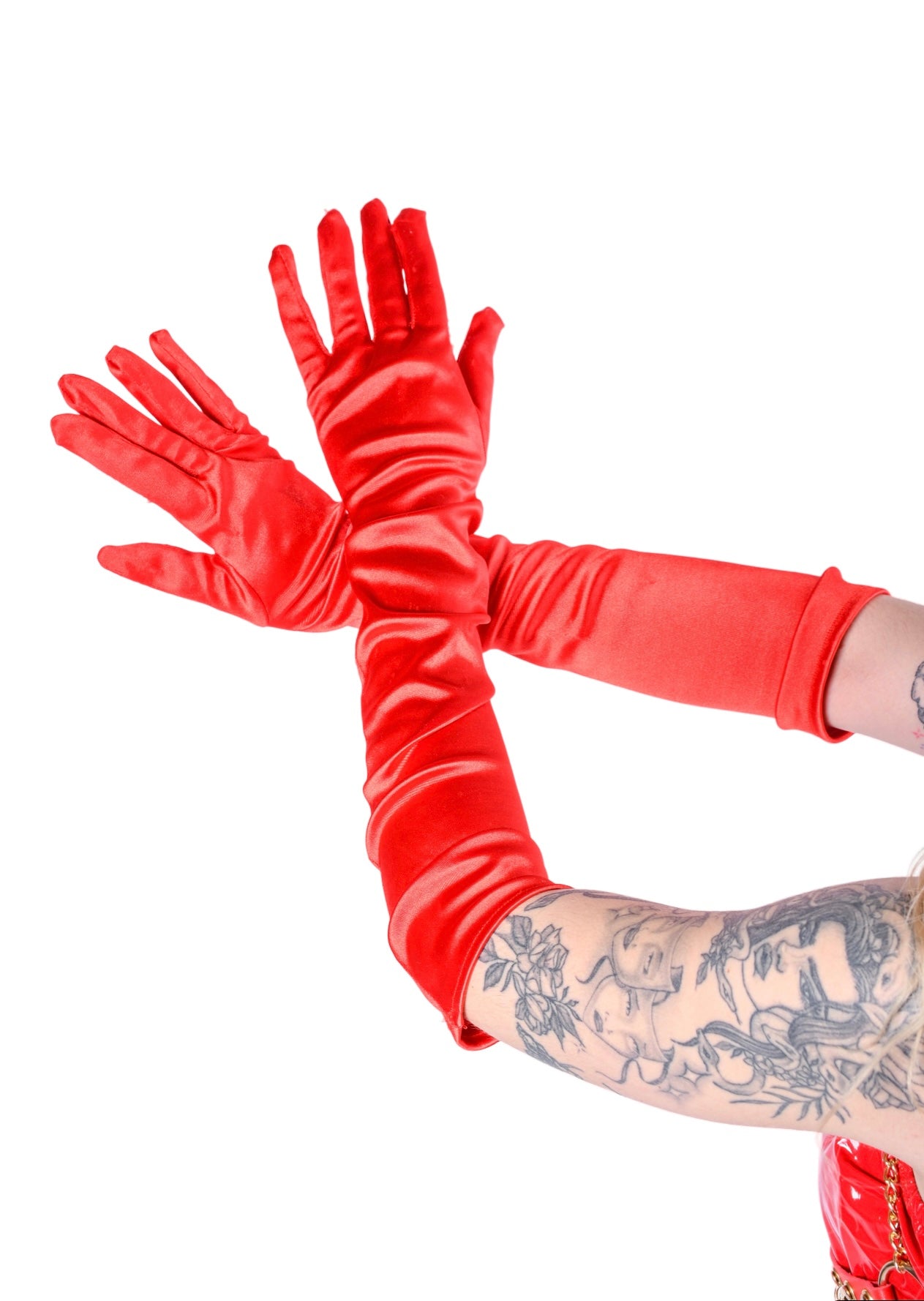 Red Satin Hand Gloves