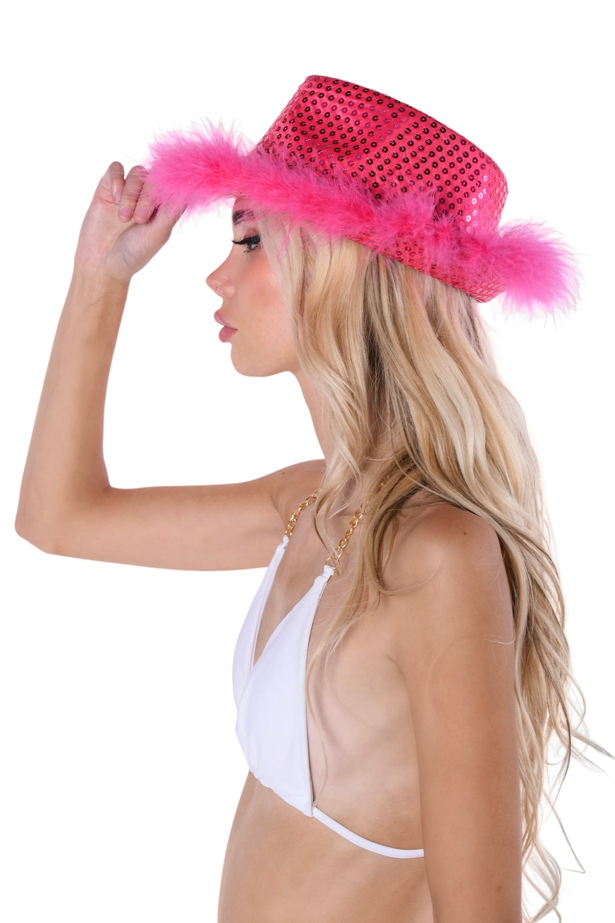 Rose Pink Disco Fuzzy Hat
