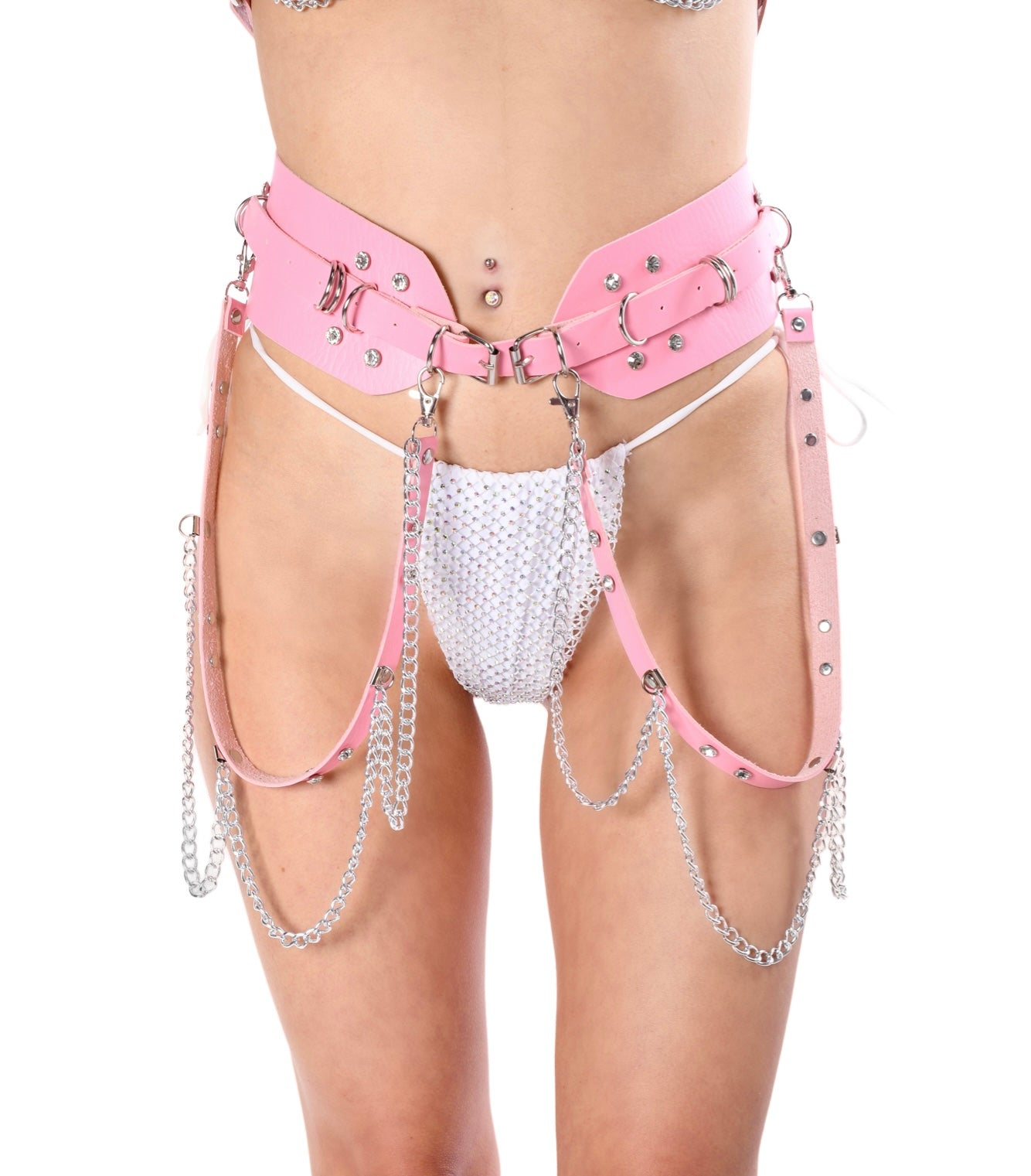 Baby Pink Chain Harness Belt