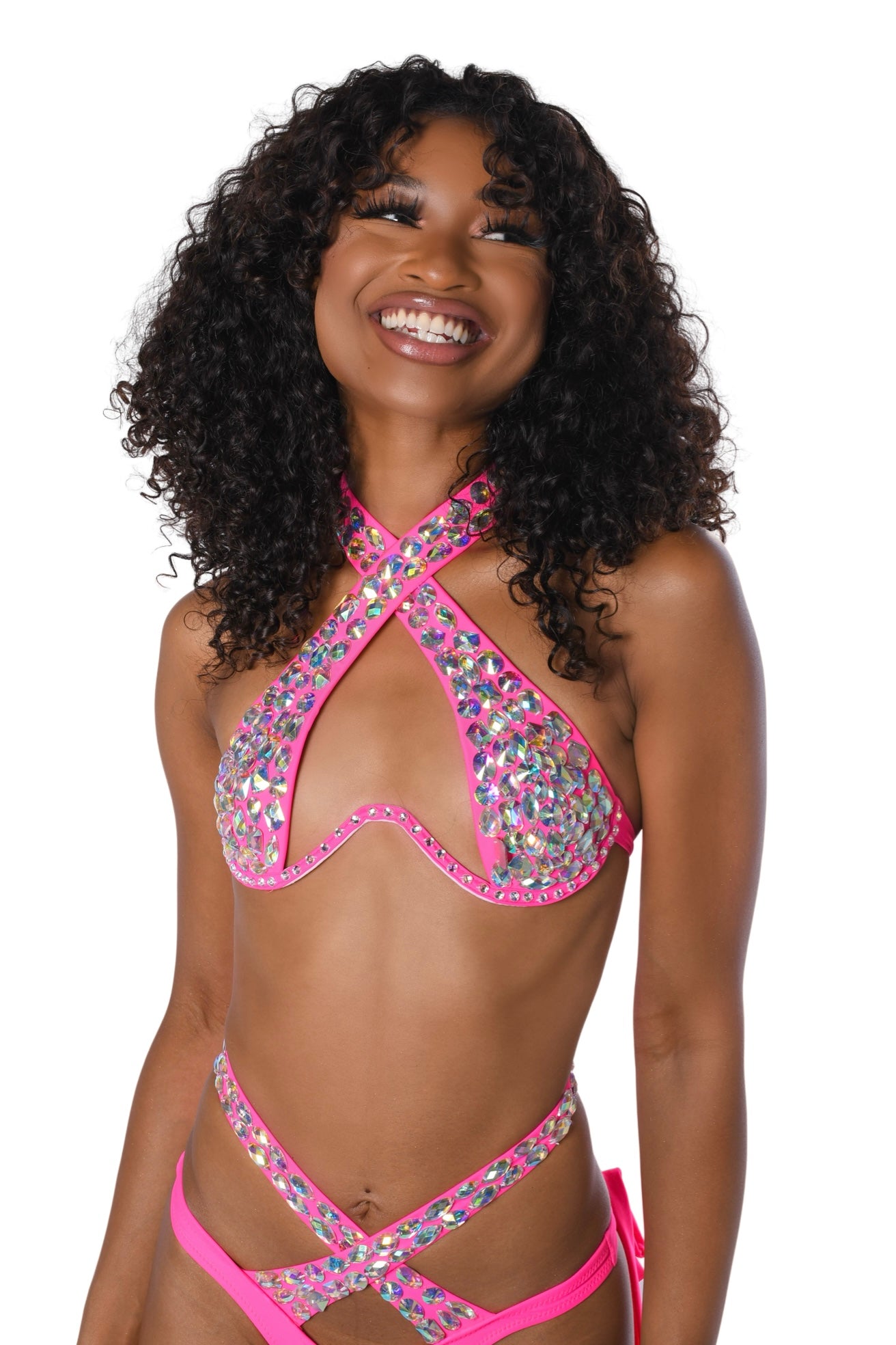 Pink Cross Your Heart Rhinestone Top