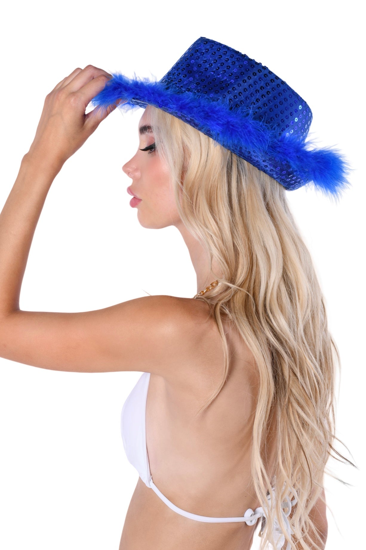 Royal Blue Disco Fuzzy Hat
