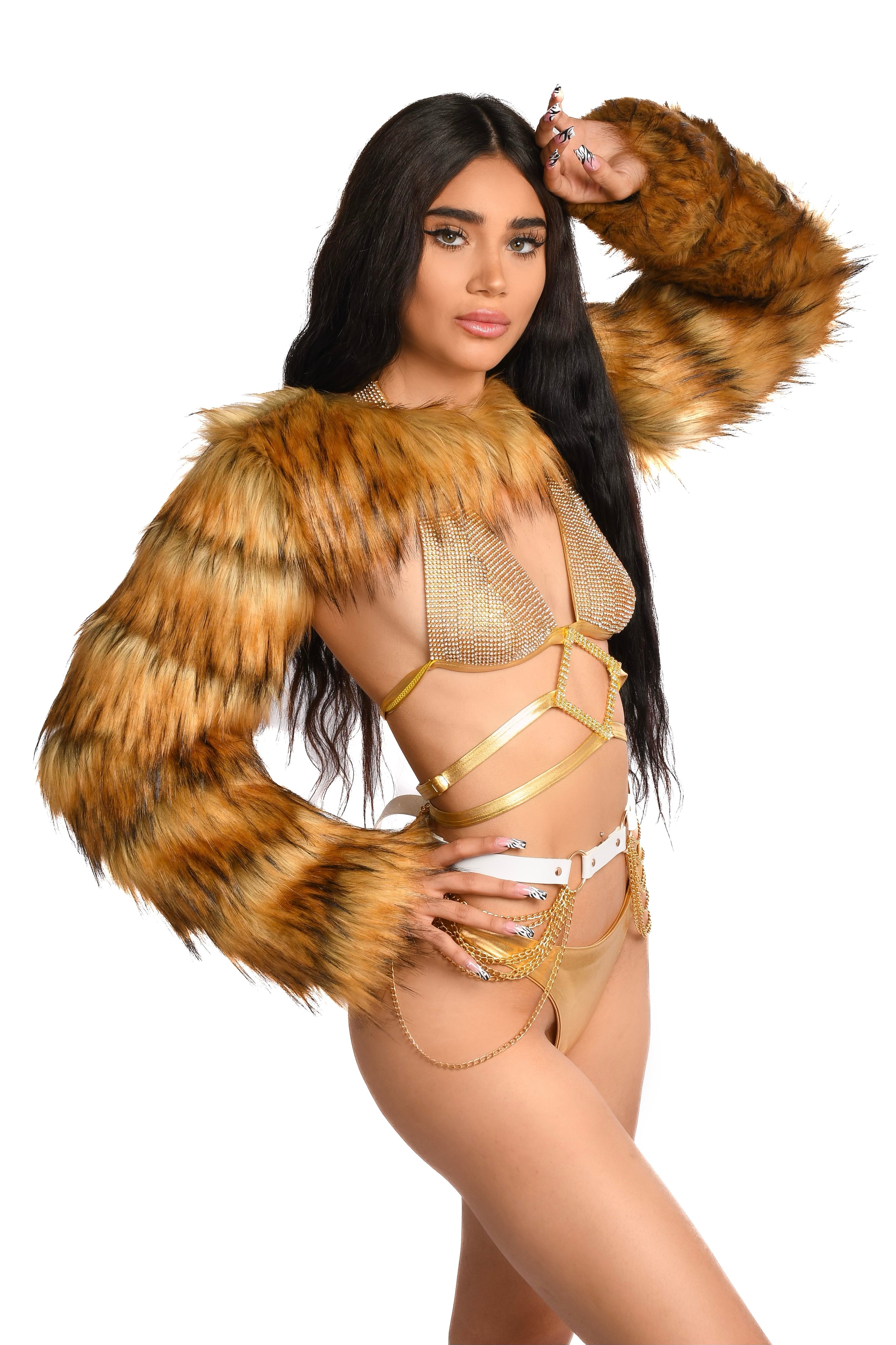 FULL OUTFIT- Fuzzy Gold Bear