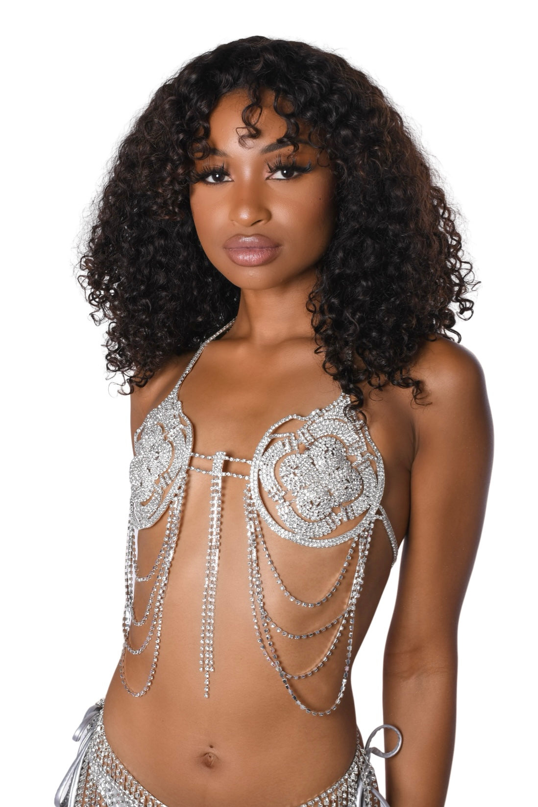 Metallic Dreams Rhinestone Bra Top