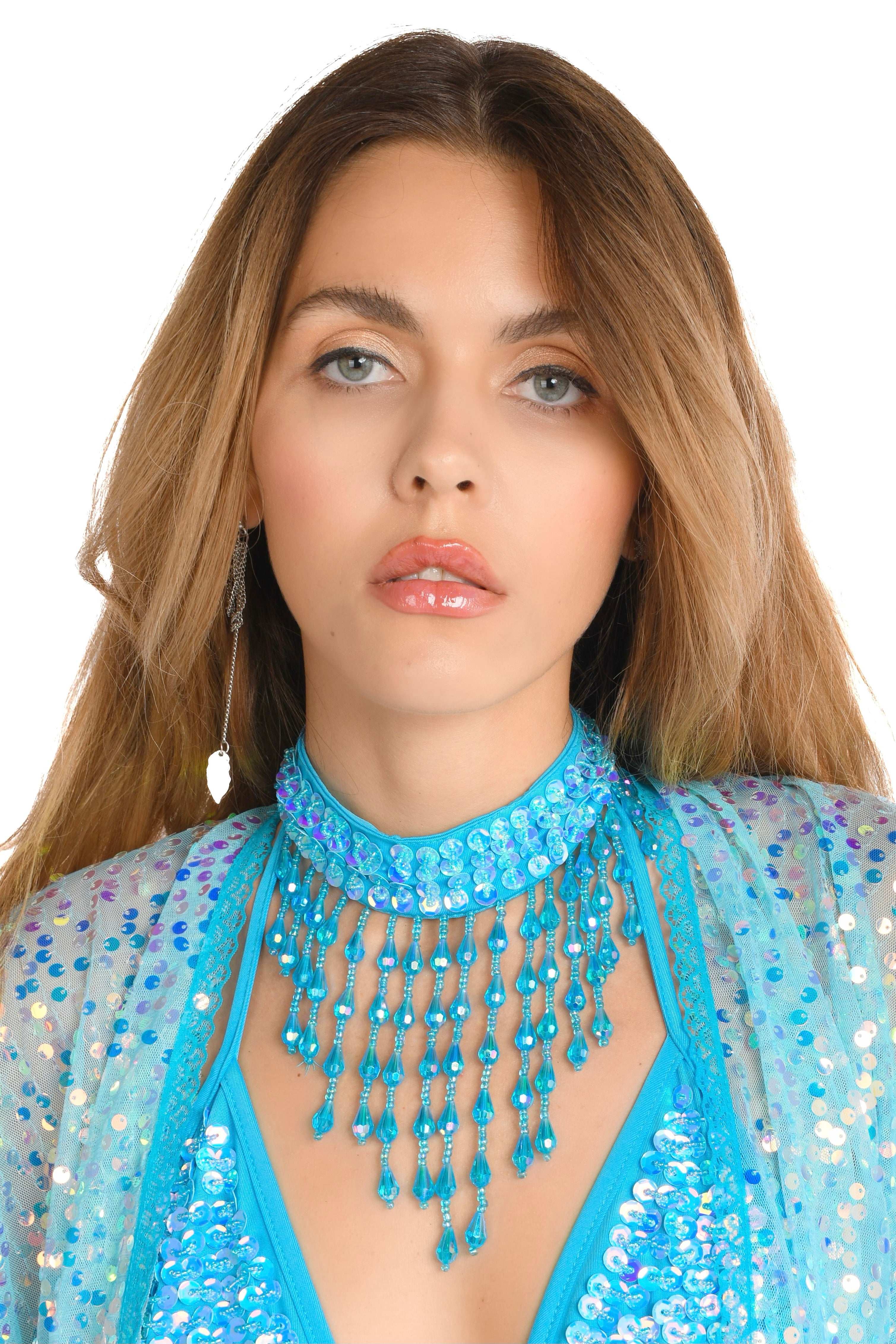 Hand Stitched Sequin Choker- Waves