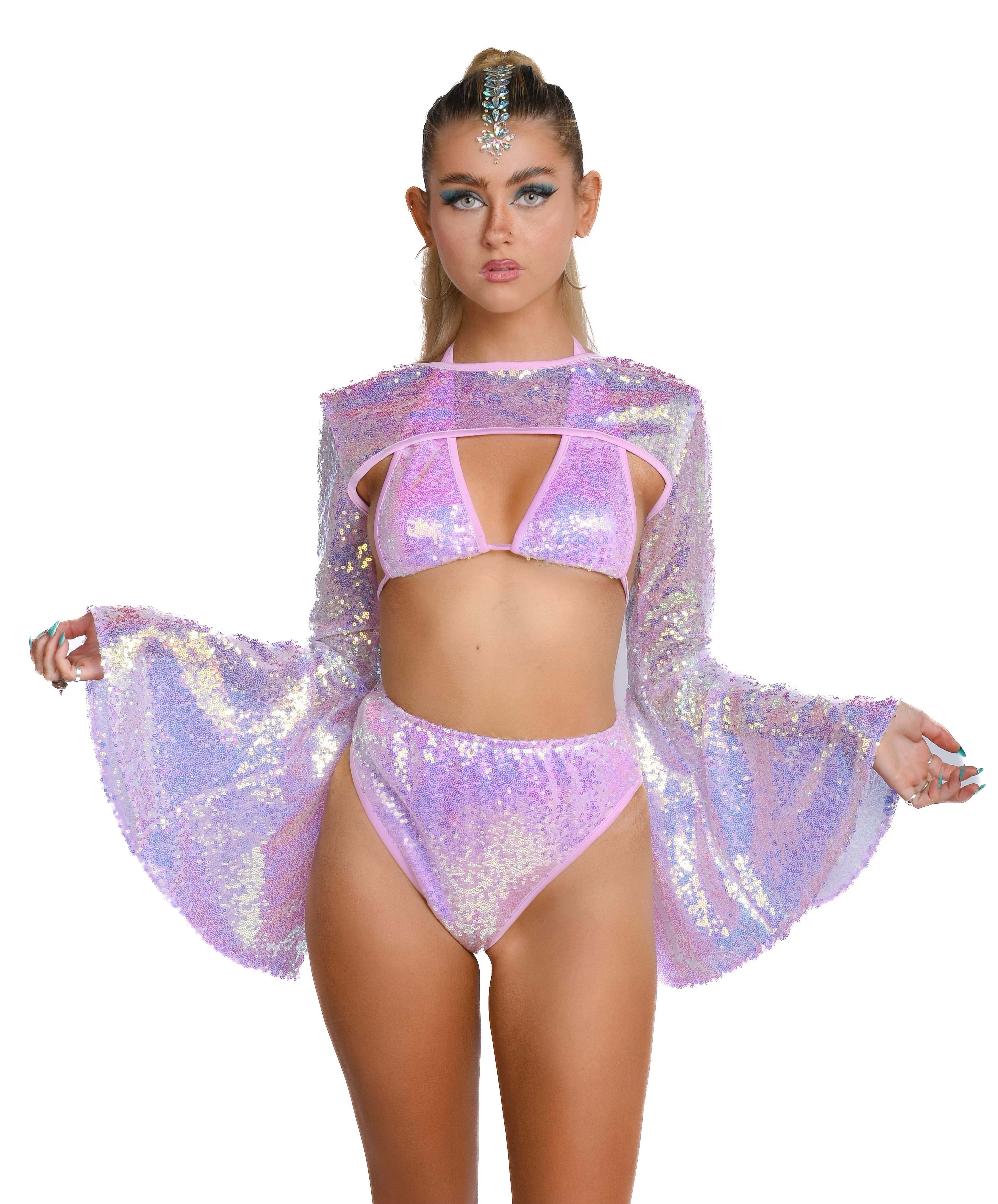 Lilac Goddess Sequin Arm Sleeves