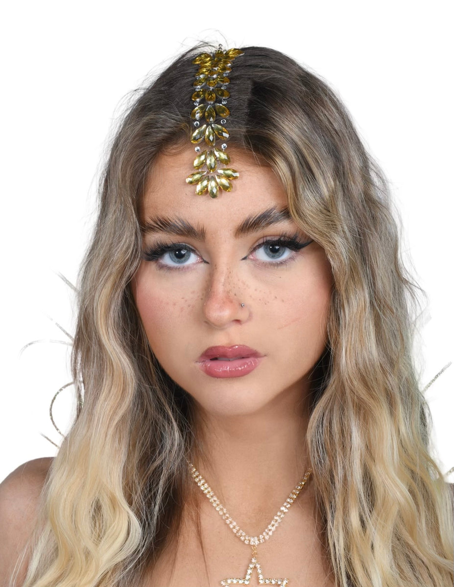 Gold Iridescent Hair Gem Rave clothes,rave outfits,edc outfits,rave