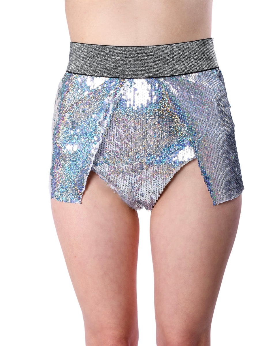 Star Shimmer Sequin Open Mini Skirt Rave clothes,rave outfits,edc