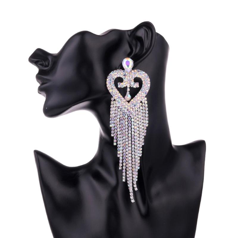 Diamond Heart Rhinestone Earrings