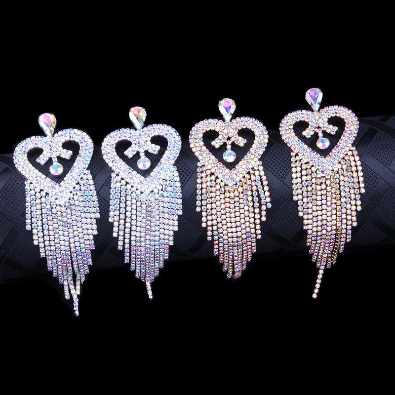 Diamond Heart Rhinestone Earrings