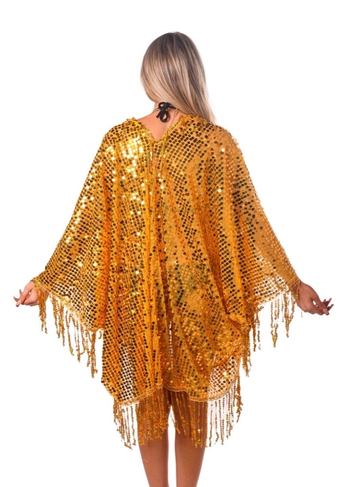 Sequin Tassel Kimono- Amber Gold