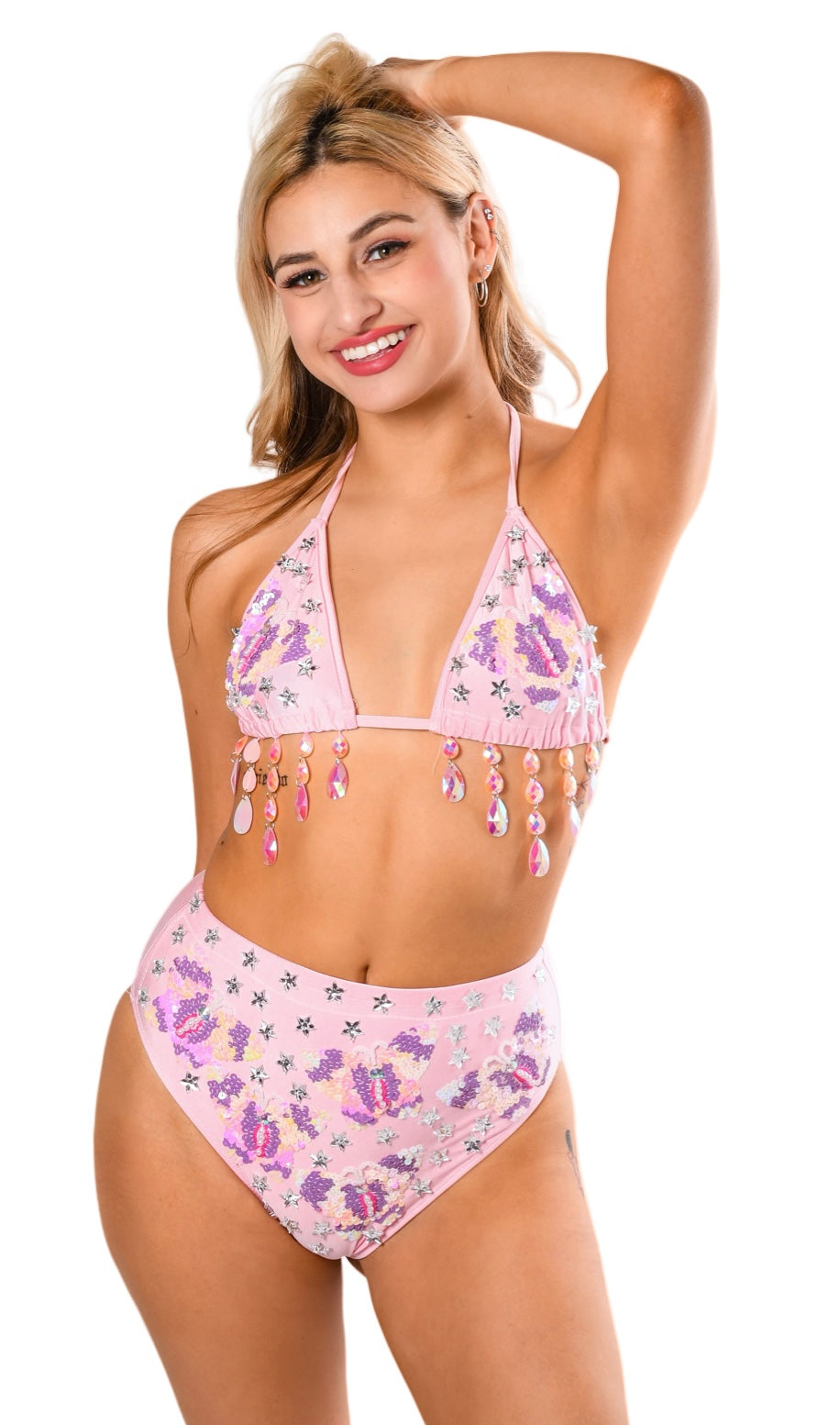 Hand Stitched Sequin Set- Pink Butterfly Dream
