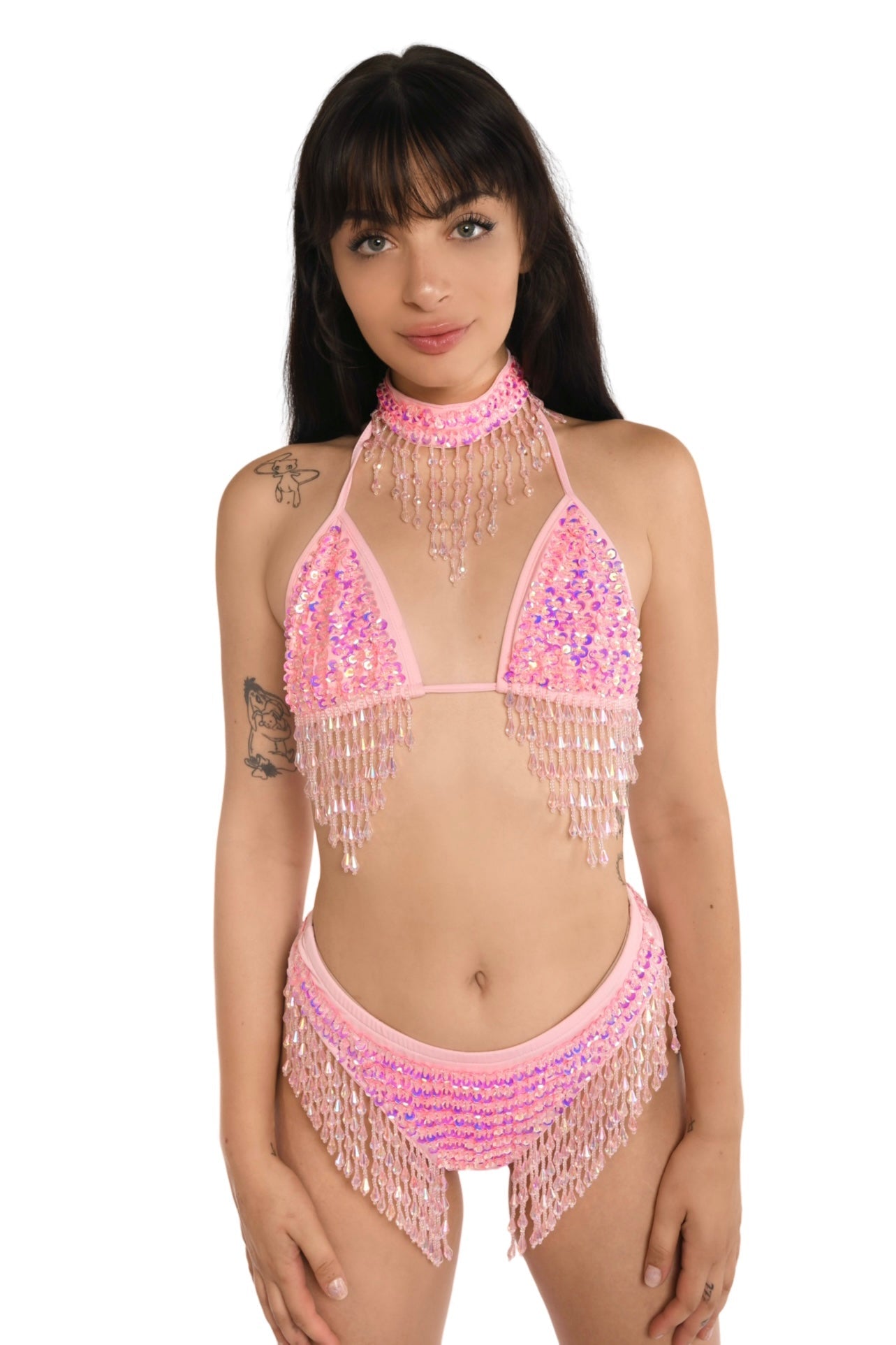 FULL OUTFIT - Hand Stitched Sequin Set- Barbie Pink