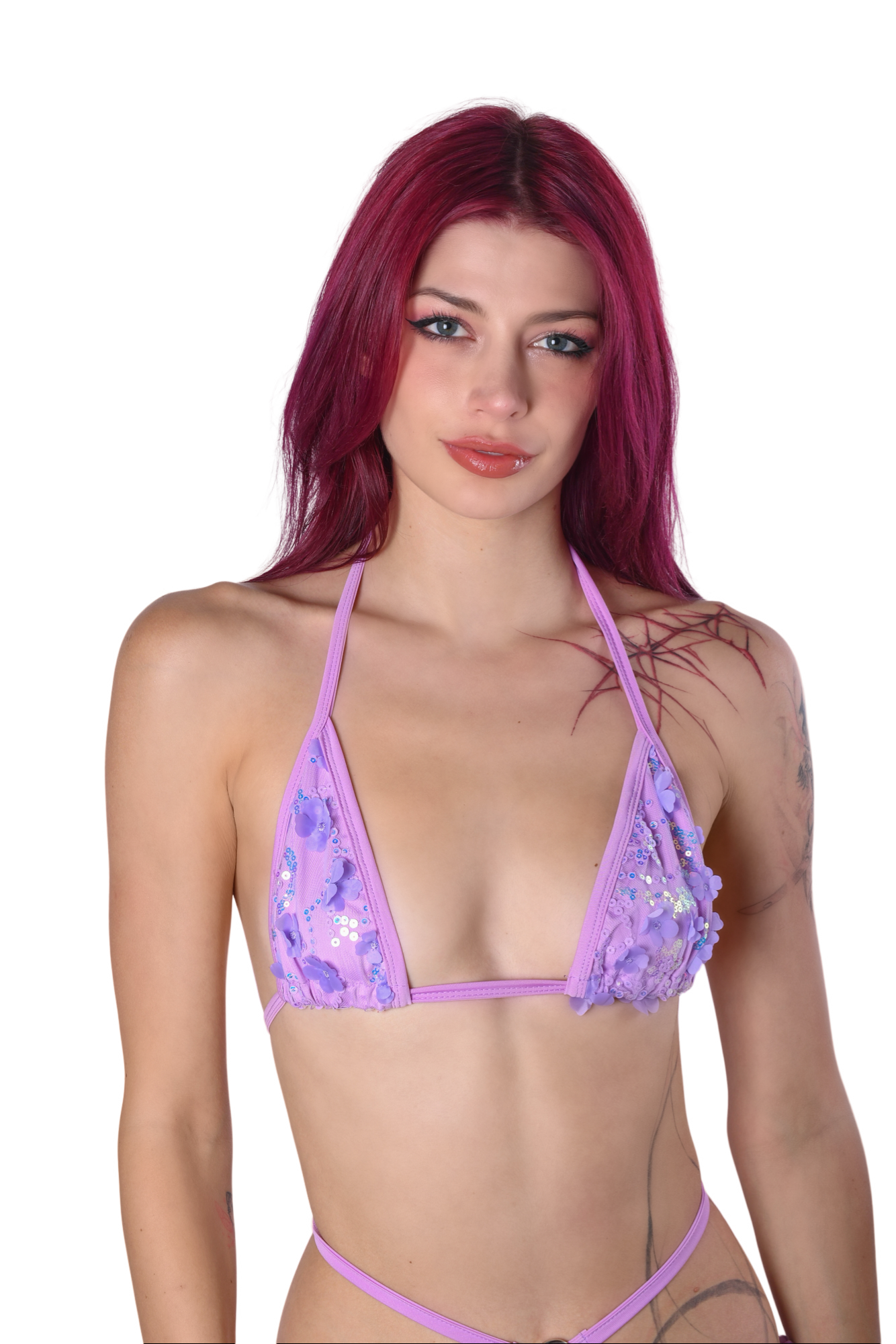 Lilac Pixie 3D Sequin Bikini Top