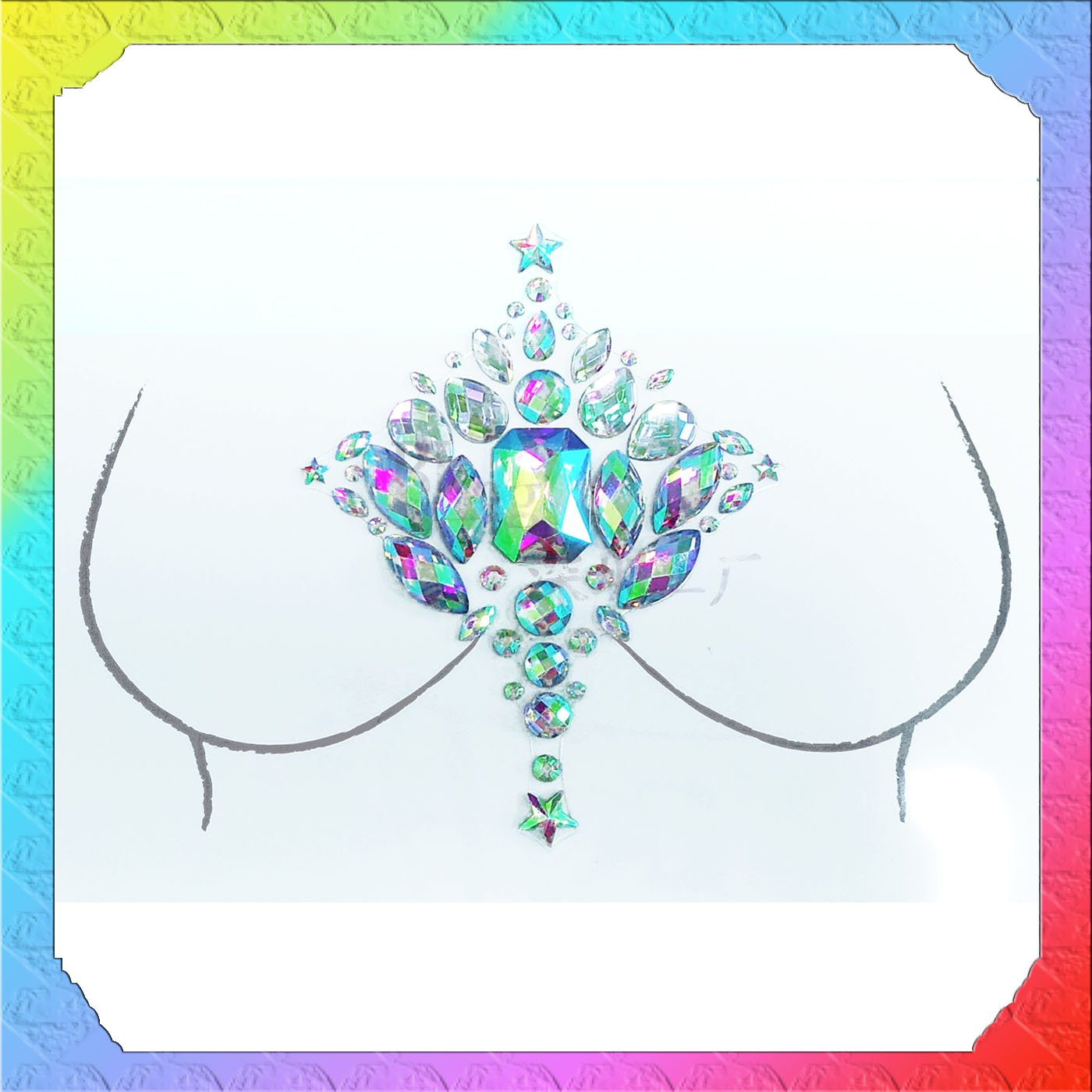 Mermaid Rhinestone Crystal Body Jewels, Chest Jewels