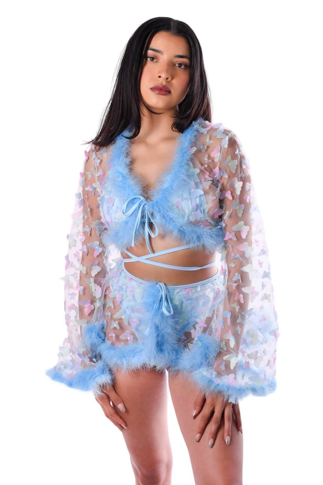 Blue Fuzzy 3D Butterfly Set (2 pcs)