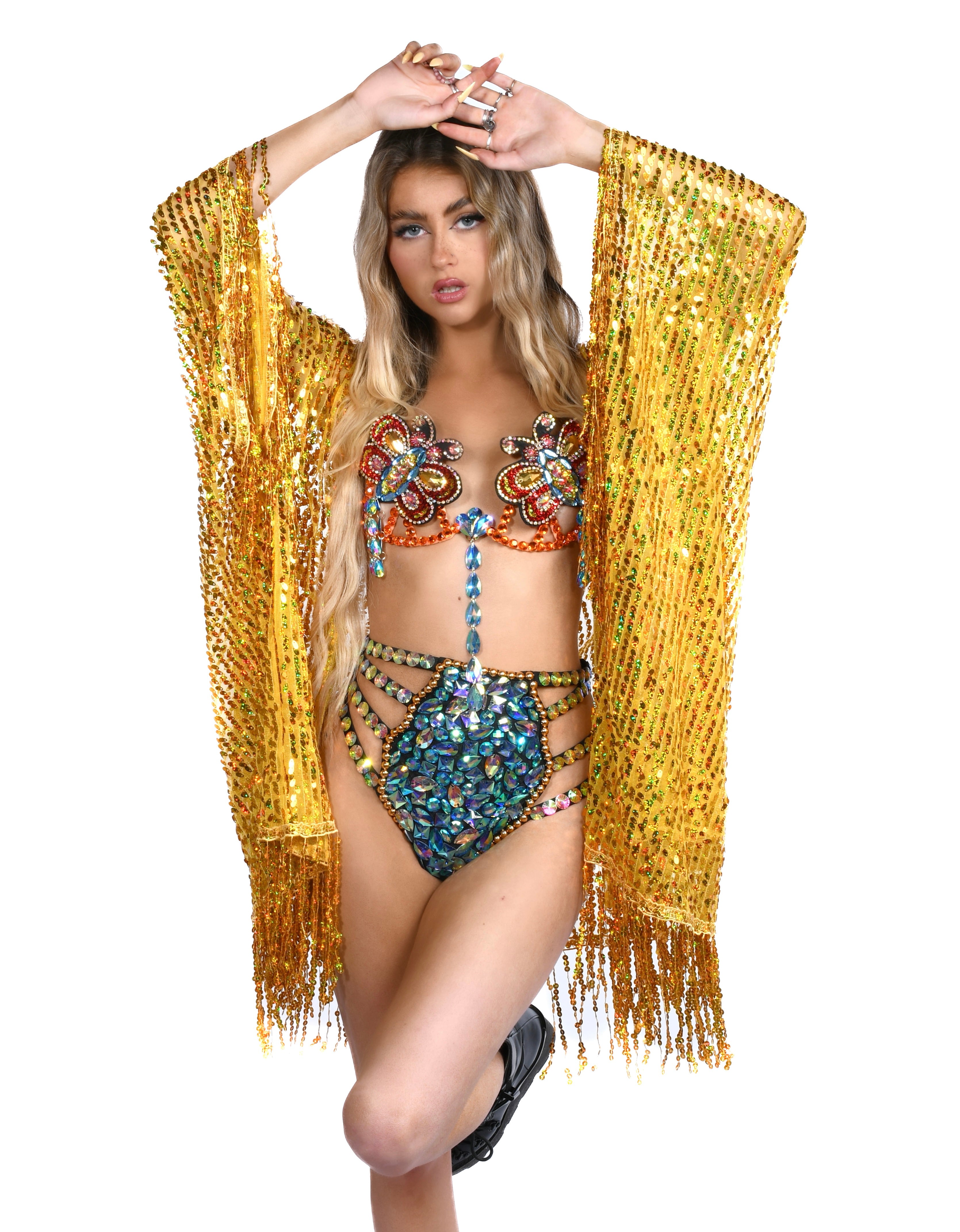 Sequin Tassel Kimono- Sunshine
