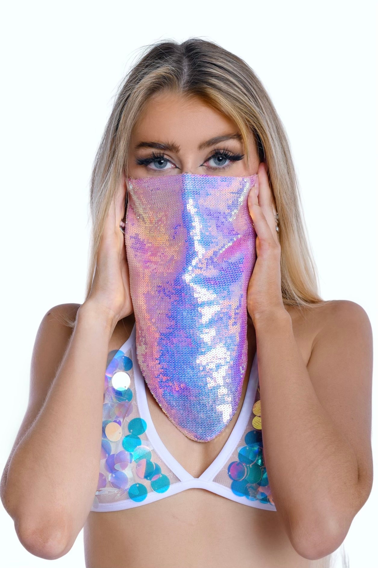 Bandana & Face Mask- Pink Iridescent