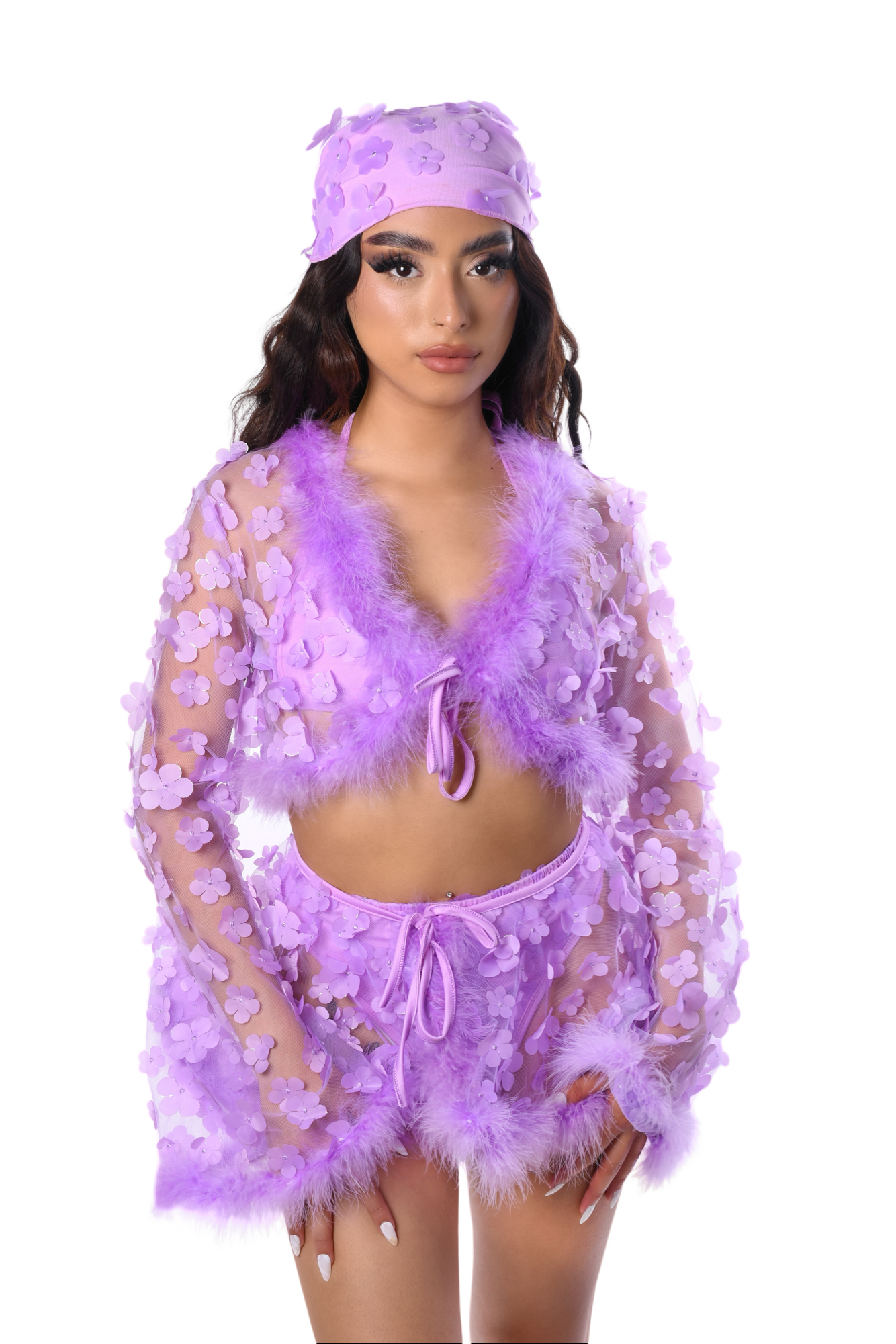 Lilac Blossom Fuzzy 3D Set
