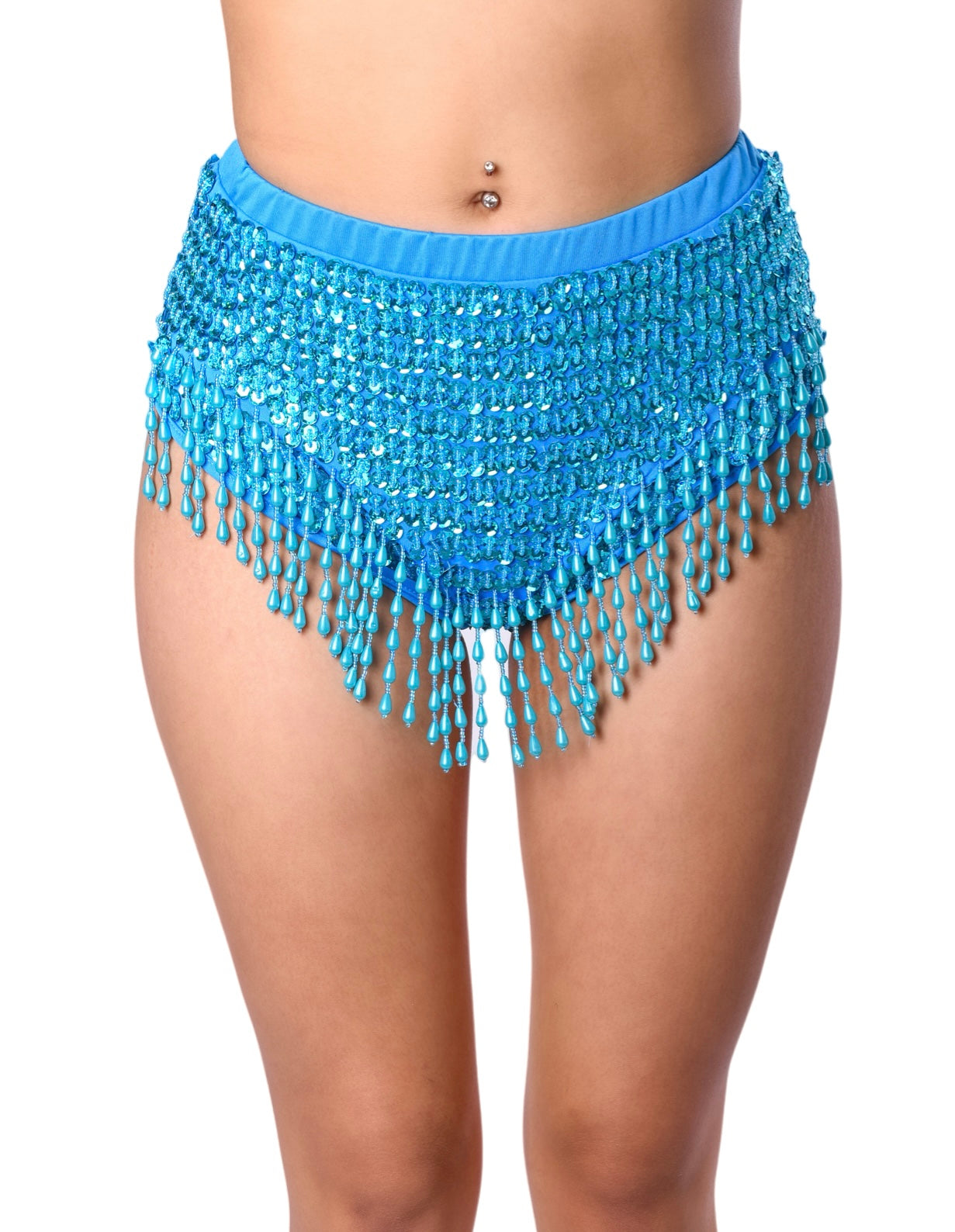 Hand Stitched Sequin High Waisted Bottom- Pixie Blue